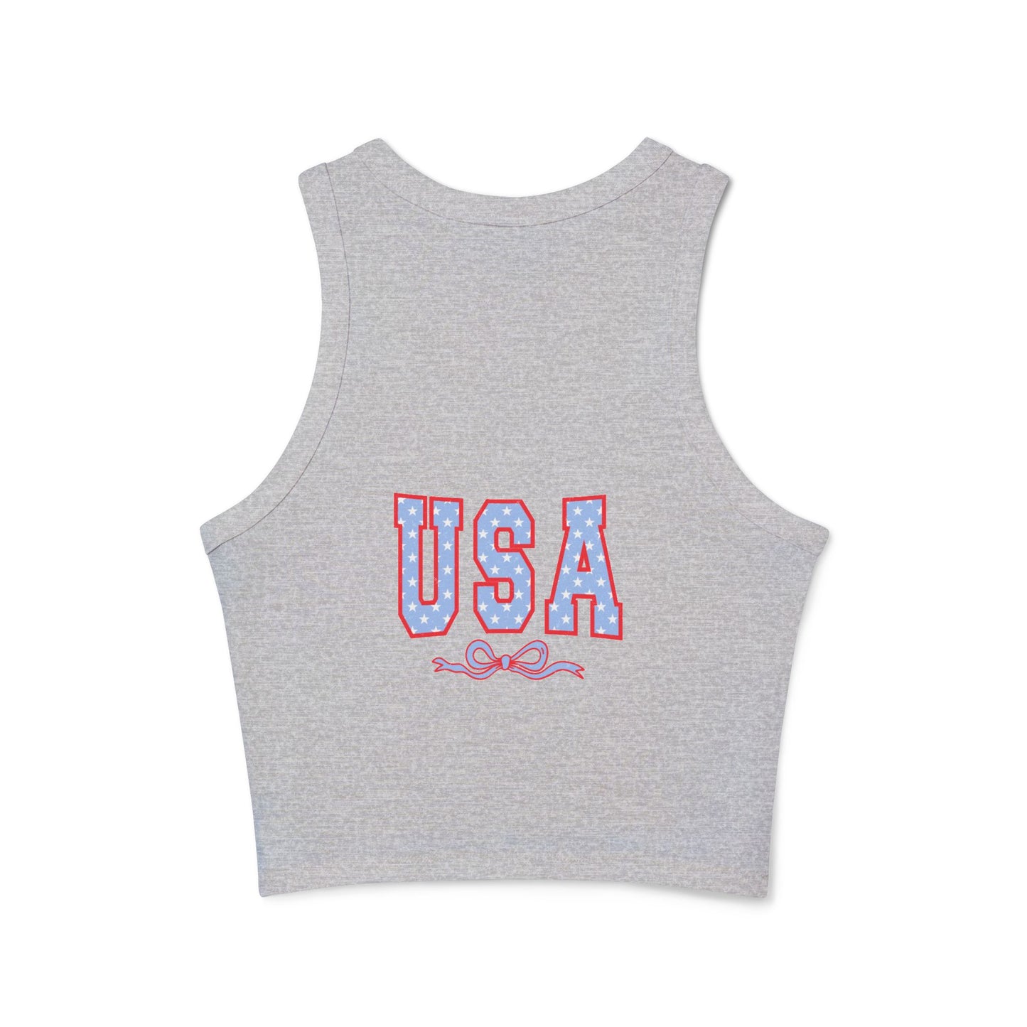 Princess Grace Patriotic USA Micro Rib Racer Tank Top for Women