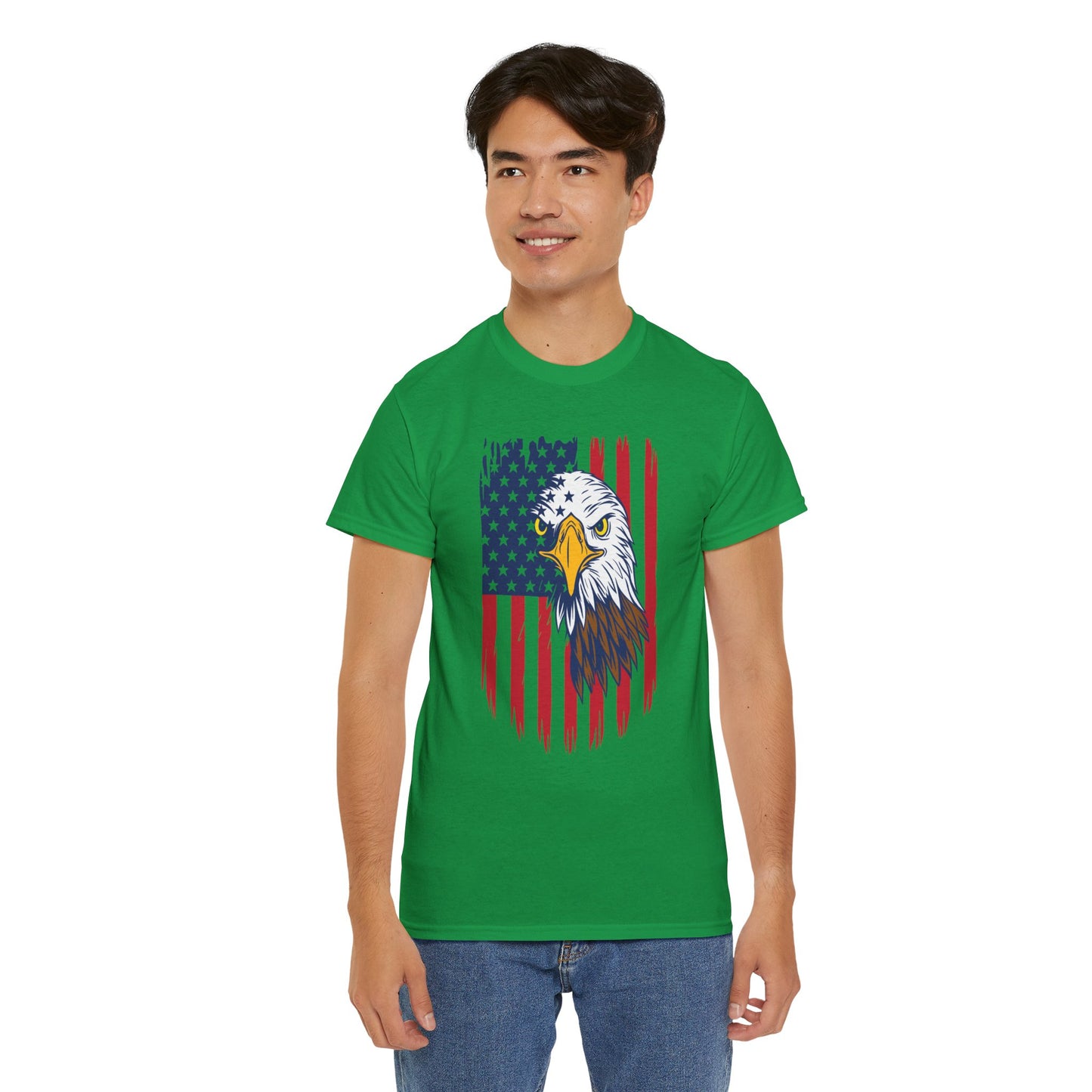 Princess Grace Eagle & American Flag Unisex Heavy Cotton Tee Patriotic Apparel for All Occasions