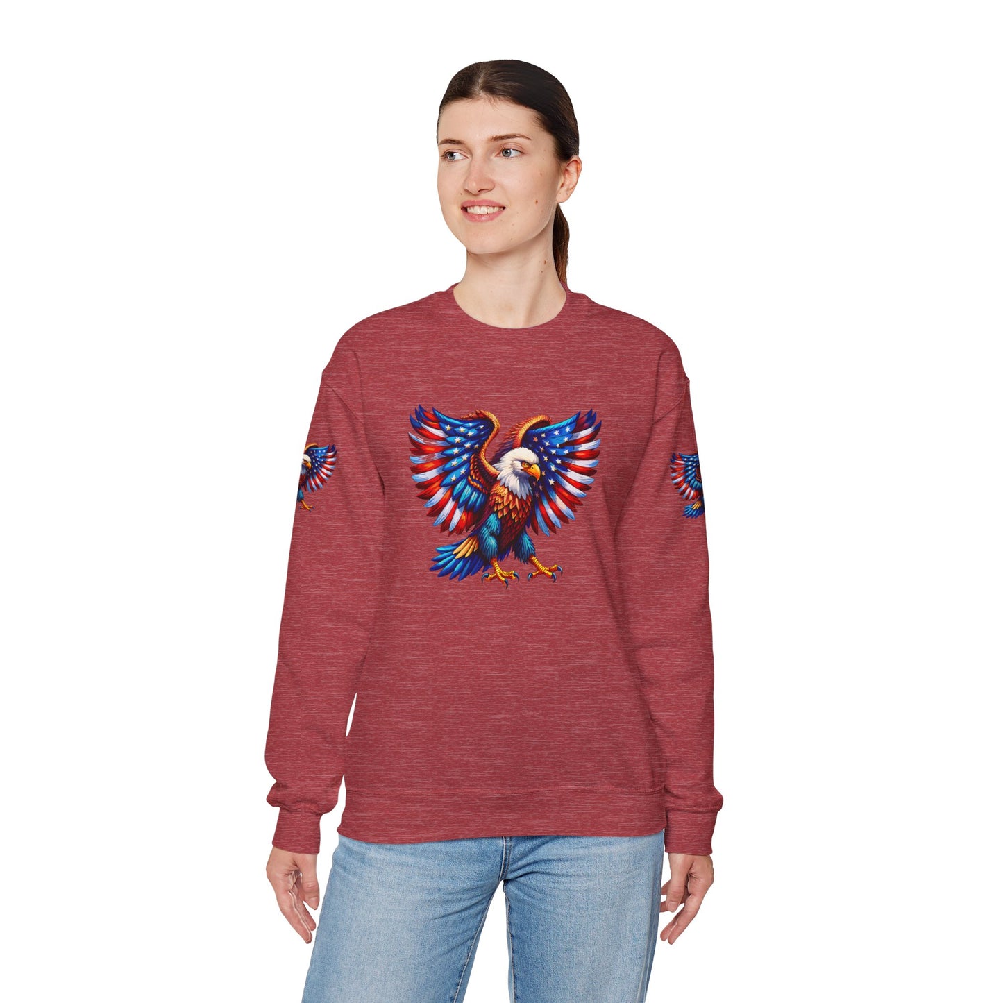 Princess Grace Eagle Wings Unisex Crewneck Sweatshirt Patriotic Graphic Pullover