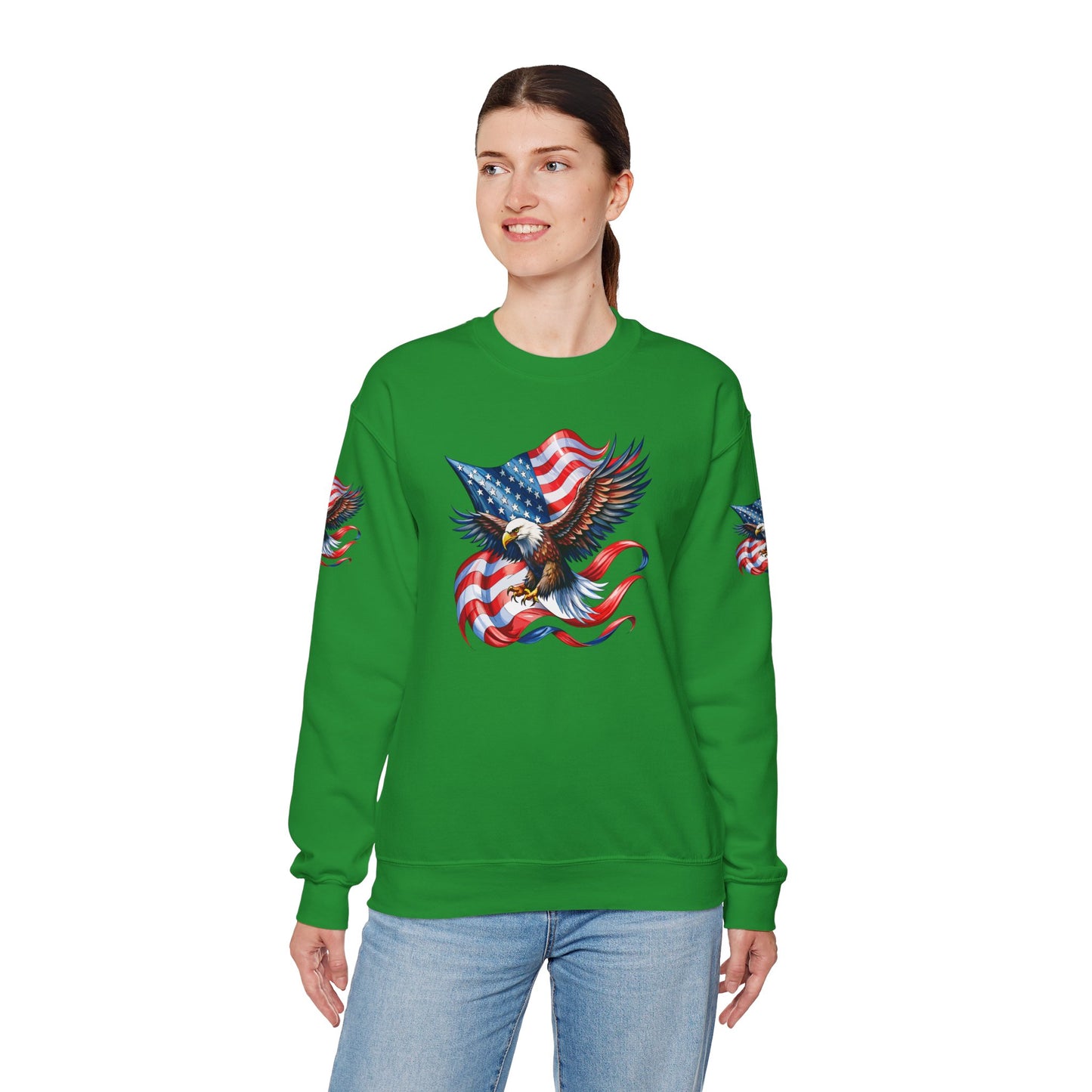 Princess Grace Patriotic Eagle Crewneck Sweatshirt Unisex Heavy Blend Perfect for Independence Day and Memorial Day