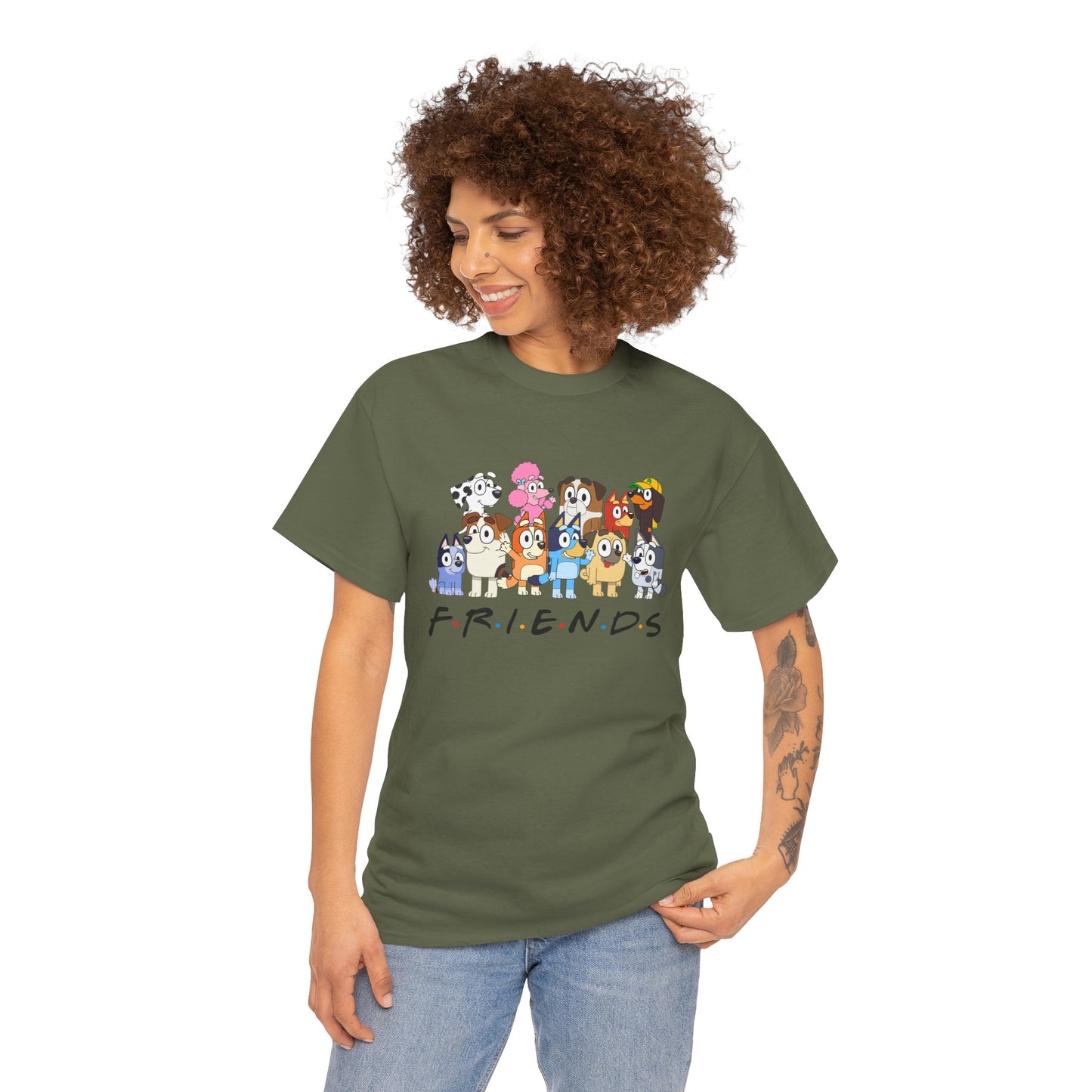 Princess Grace Bluey Friends Cartoon Unisex Heavy Cotton Tee Fun & Playful Design