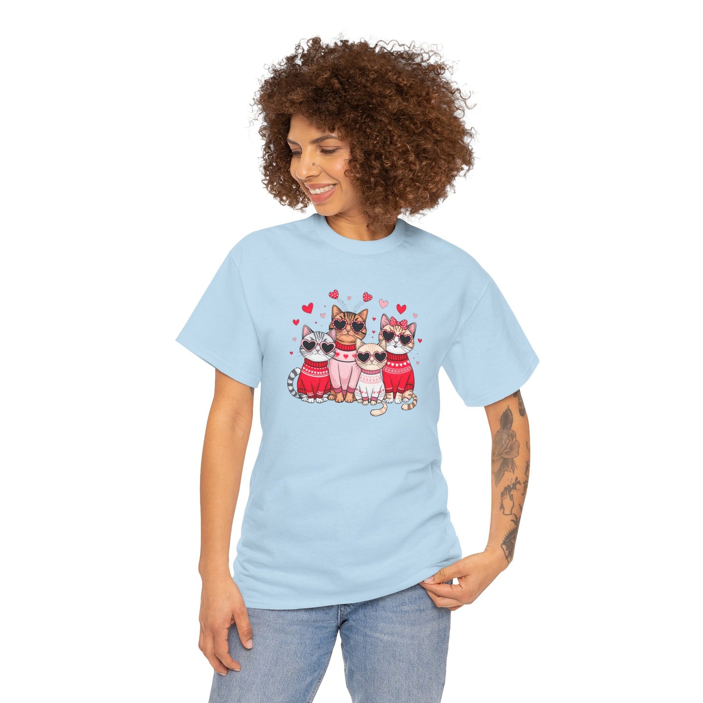 Princess Grace Cute Cat Lovers Unisex Heavy Cotton Tee Adorable Cats in Sweaters