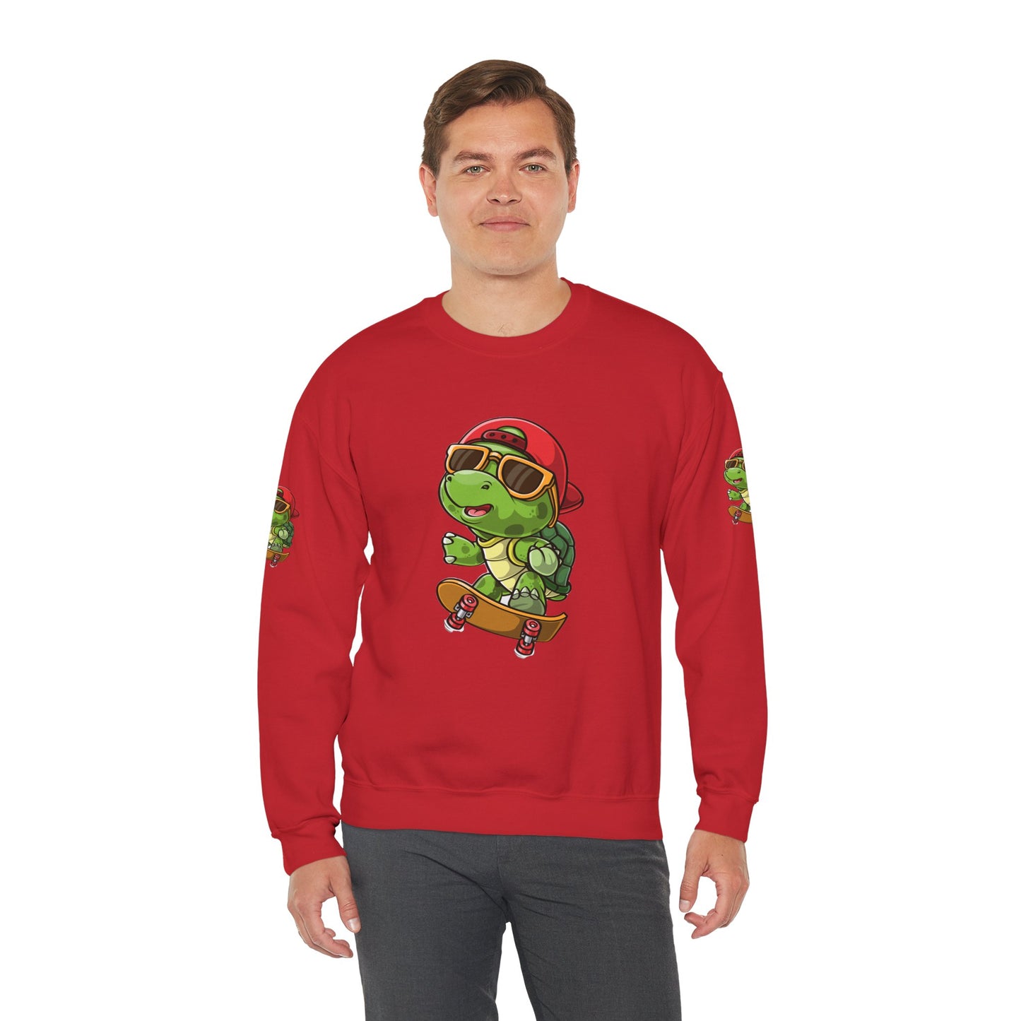 Princess Grace Cool Turtle Skateboarding Crewneck Sweatshirt for Kids and Teens