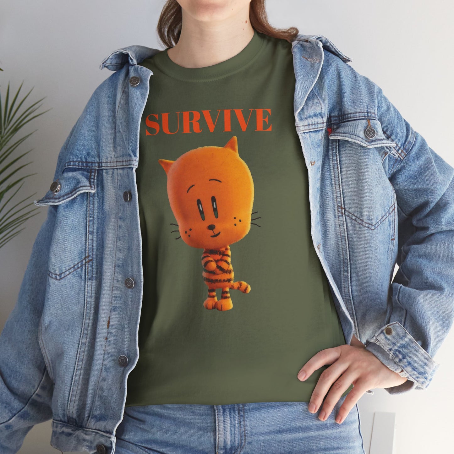Princess Grace Survive Themed Unisex Heavy Cotton Tee Cute Cartoon Cat Design