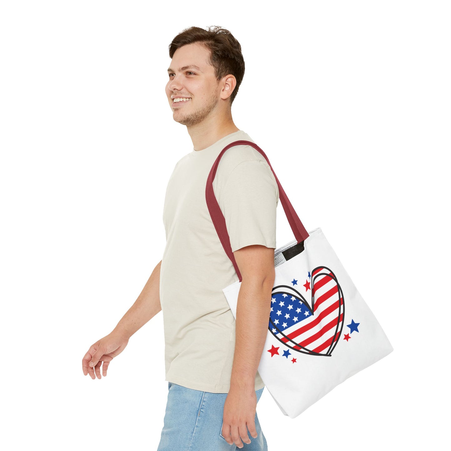 Princess Grace Patriotic Heart Tote Bag Red, White & Blue Love
