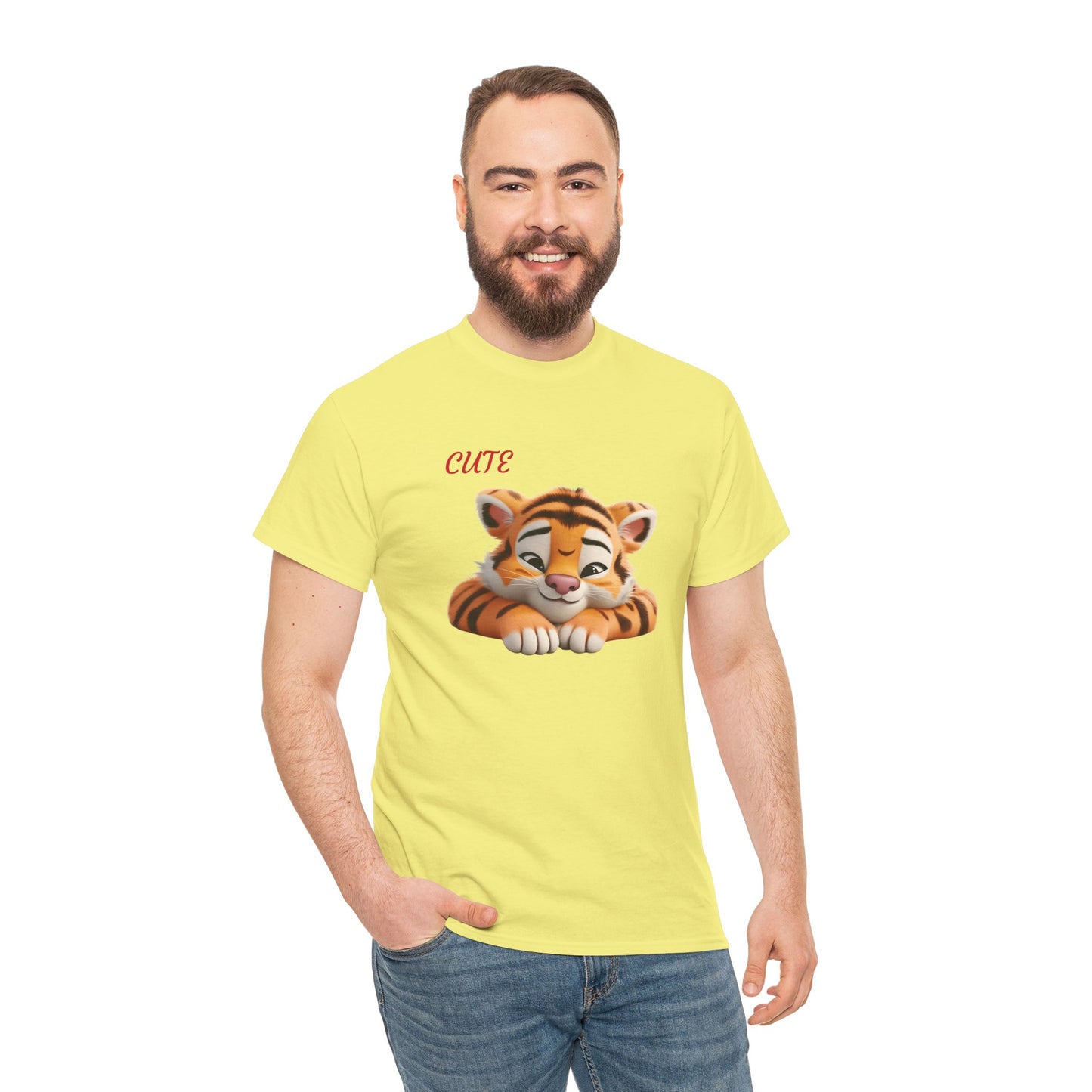 Princess Grace Cute Tiger Graphic Unisex Heavy Cotton Tee Perfect for Animal Lovers and Everyday Comfort