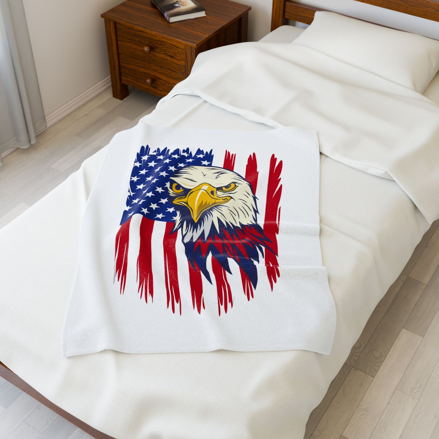 Princess Grace  Patriotic Eagle Velveteen Plush Blanket  Cozy Home Decor for Independence Day