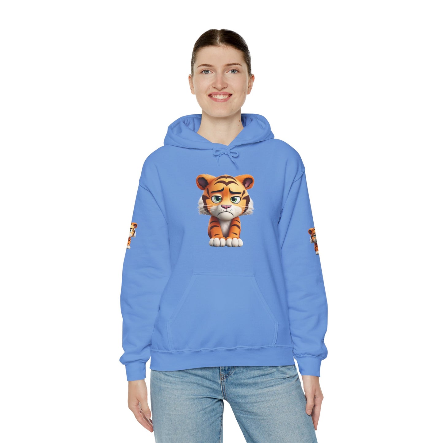Princess Grace Playful Tiger Graphic Hoodie Unisex Heavy Blend Sweatshirt for Kids and Adults