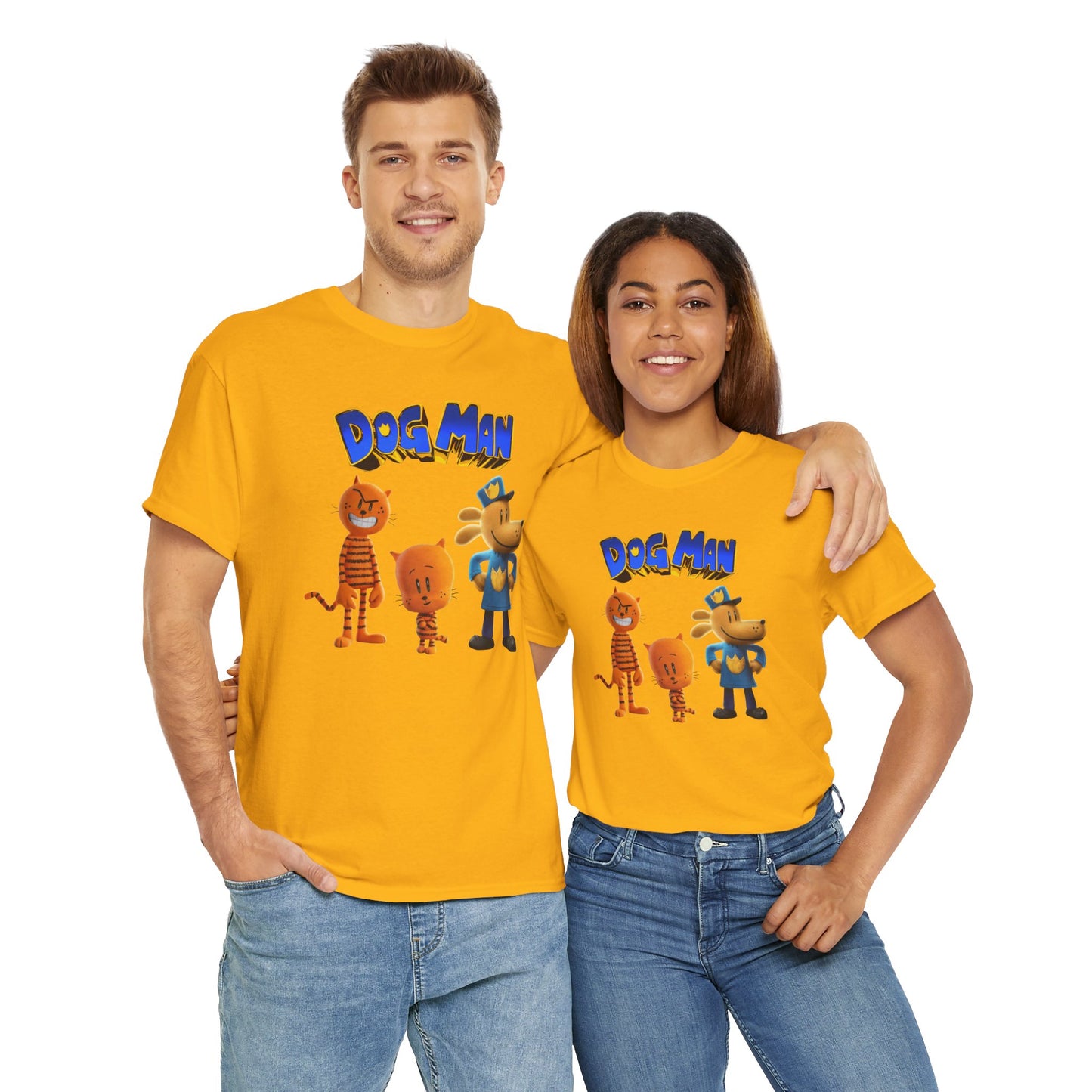 Princess Grace Dog Man Cartoon Unisex Heavy Cotton Tee Fun Graphic Tee for Kids and Fans