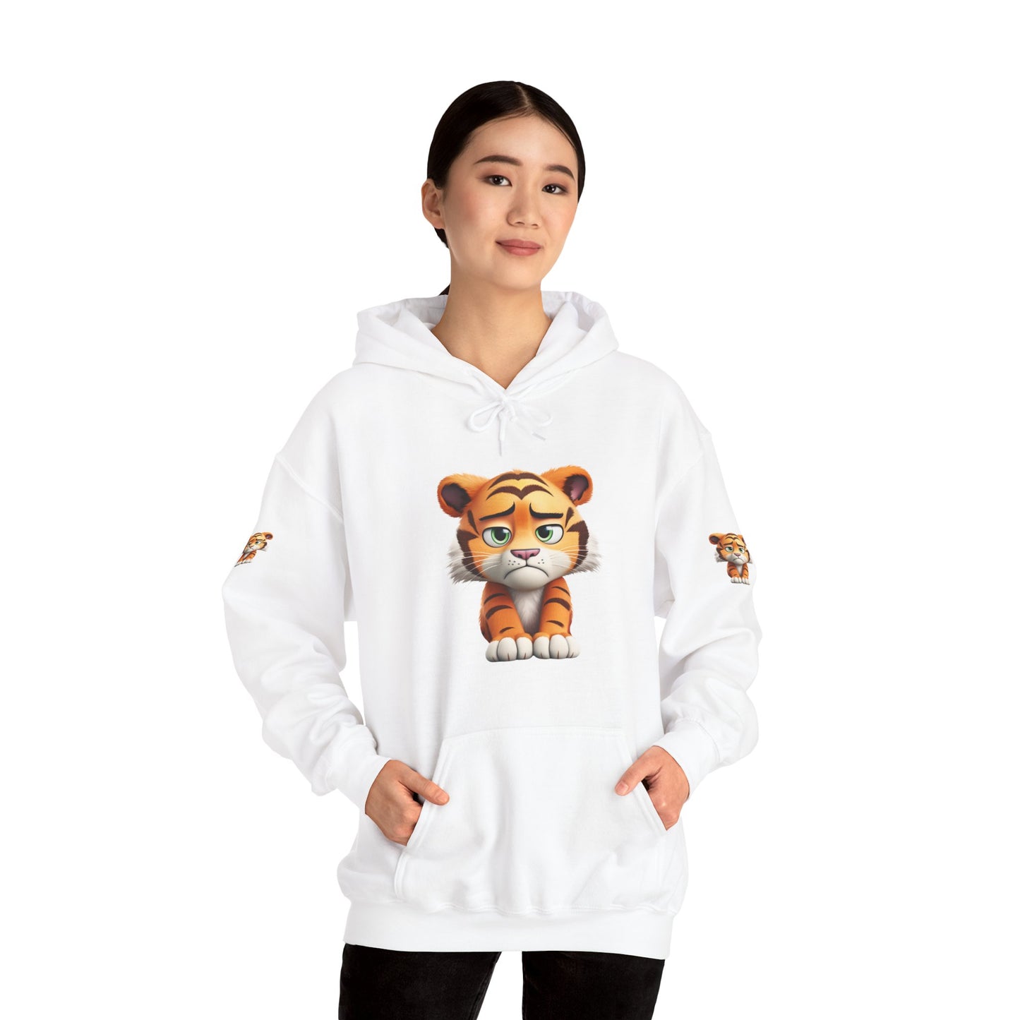Princess Grace Playful Tiger Graphic Hoodie Unisex Heavy Blend Sweatshirt for Kids and Adults