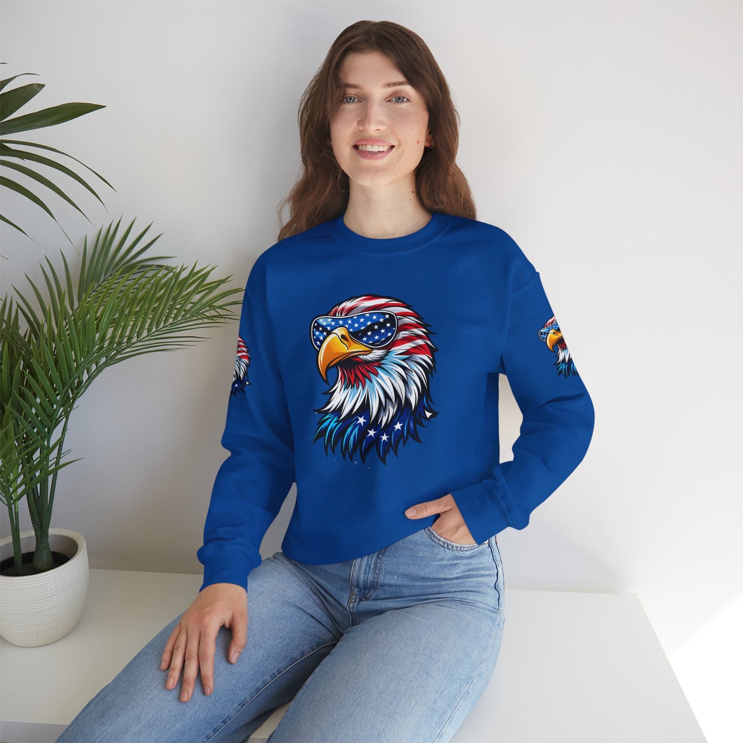 Princess Grace Patriotic Eagle Sweatshirt Unisex Heavy Blend Crewneck for Independence Day