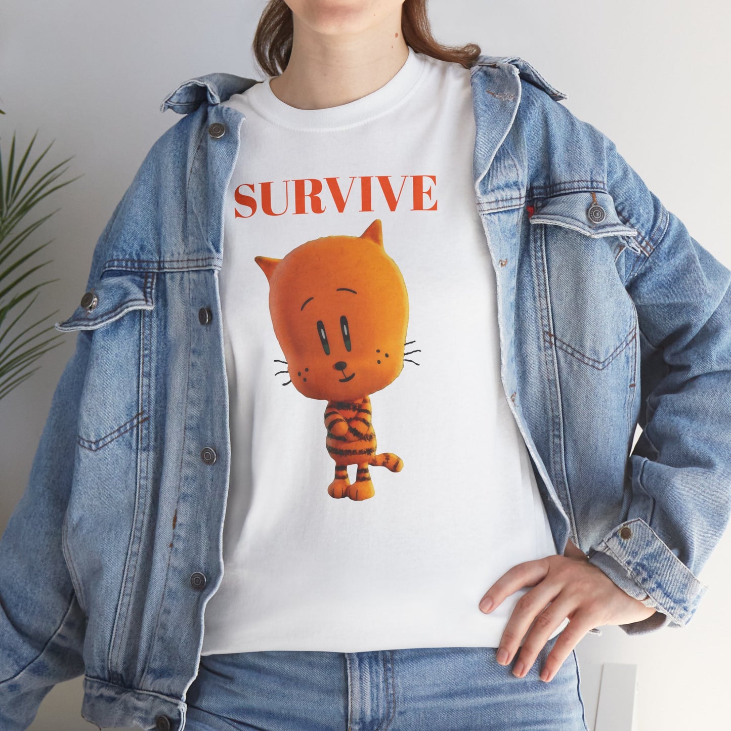 Princess Grace Survive Themed Unisex Heavy Cotton Tee Cute Cartoon Cat Design