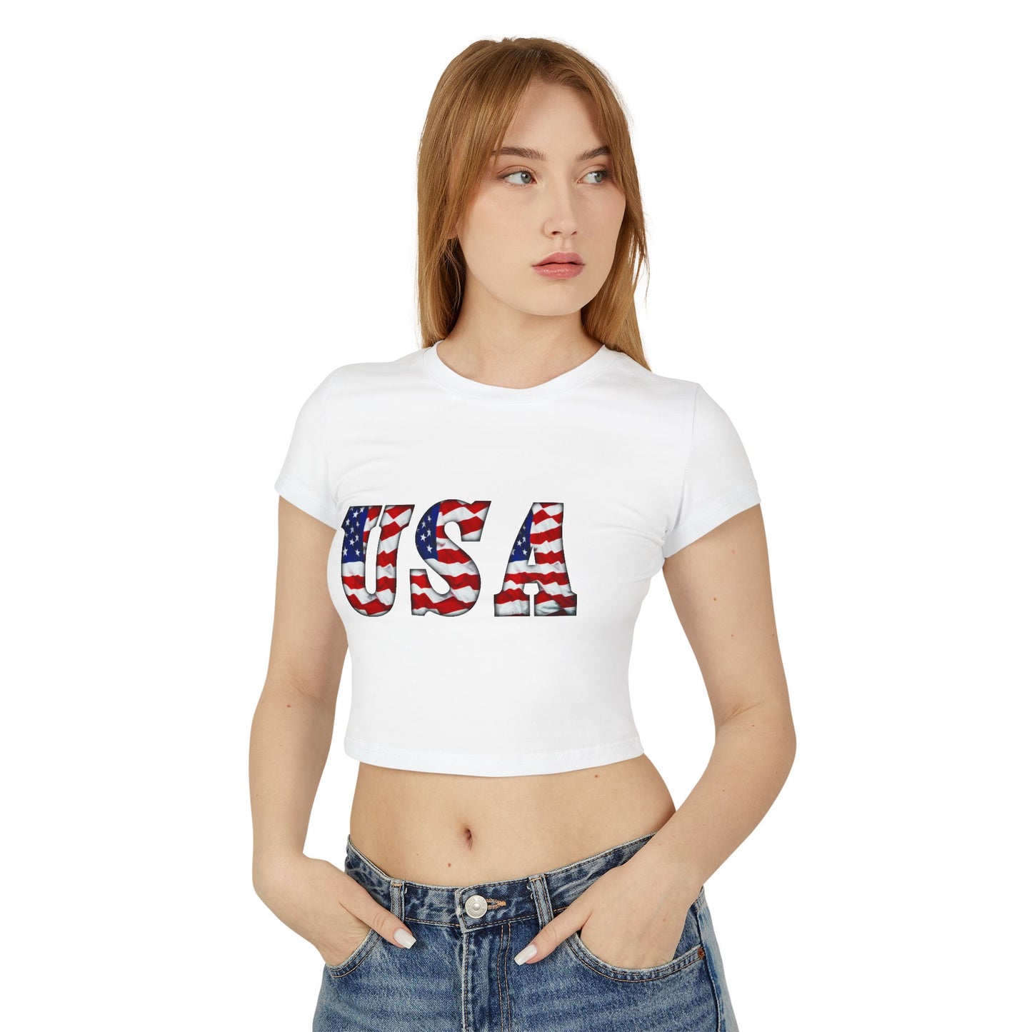 Princess Grace Patriotic USA Women's Baby Tee Celebrate Independence Day & Summer Vibes