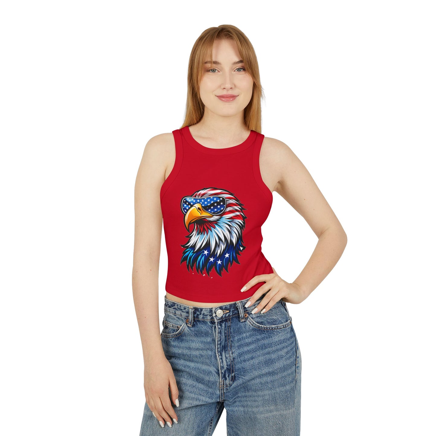 Princess Grace Patriotic Eagle Racer Tank Top USA Inspired Women's Activewear