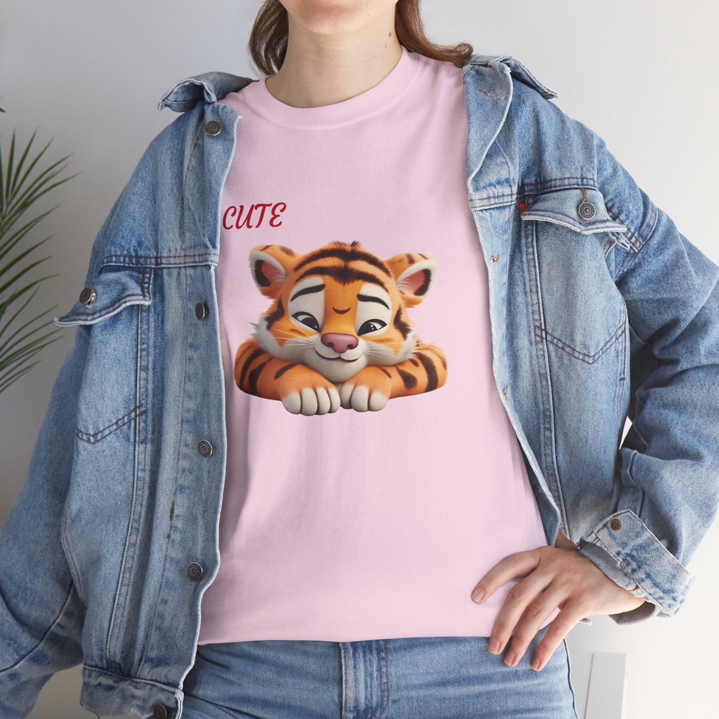 Princess Grace Cute Tiger Graphic Unisex Heavy Cotton Tee Perfect for Animal Lovers and Everyday Comfort