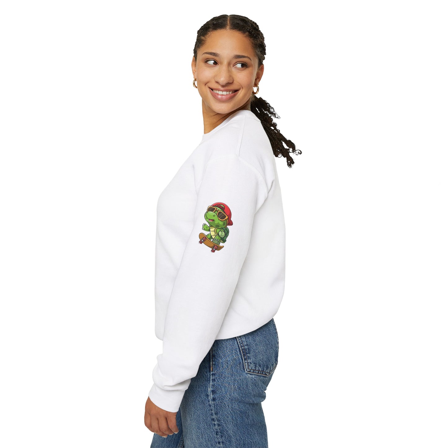 Princess Grace Cool Turtle Skateboarding Crewneck Sweatshirt for Kids and Teens