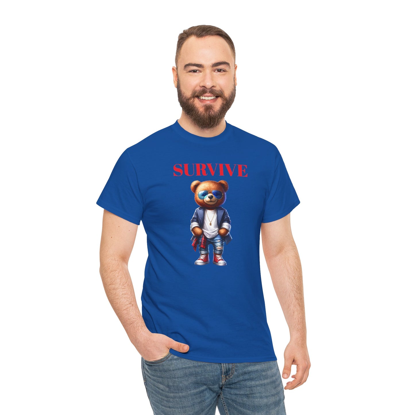 Princess Grace Survive Graphic Unisex Heavy Cotton Tee Trendy Bear Design