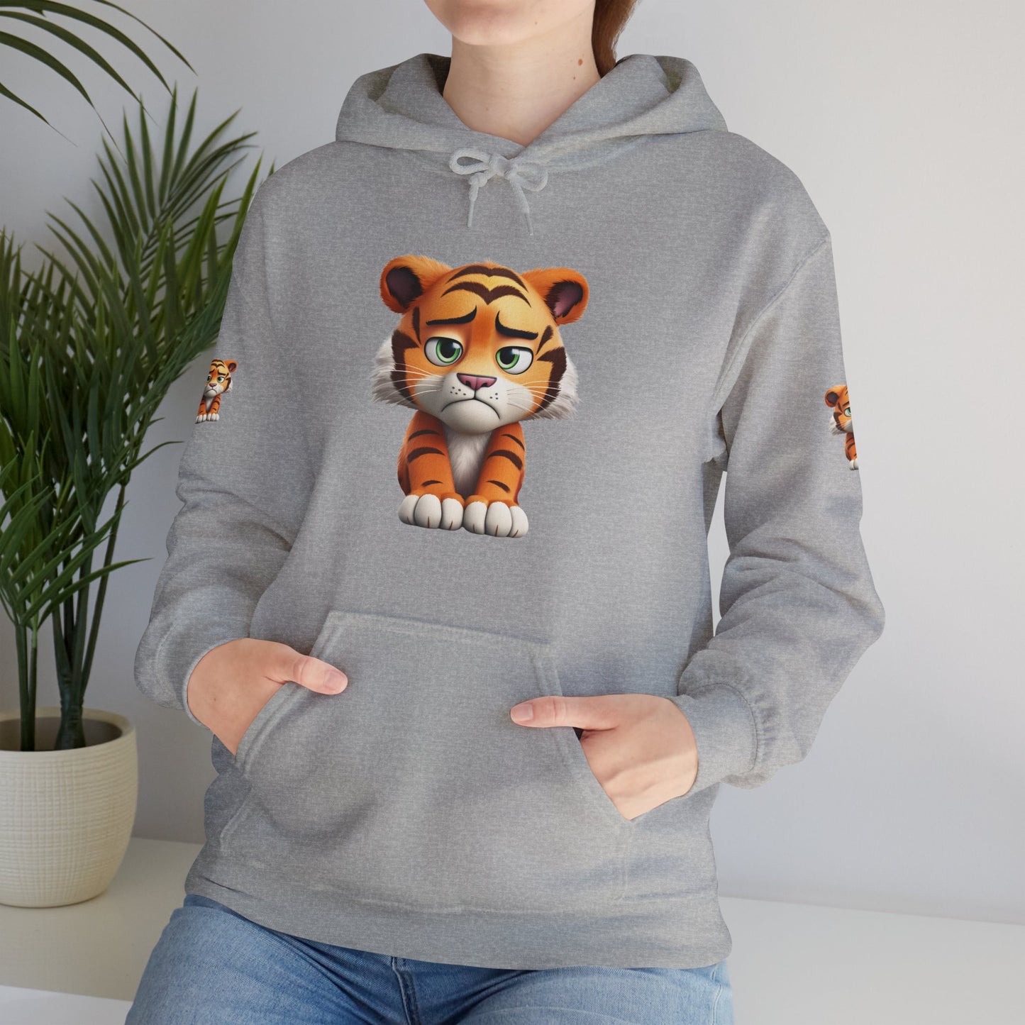 Princess Grace Playful Tiger Graphic Hoodie Unisex Heavy Blend Sweatshirt for Kids and Adults