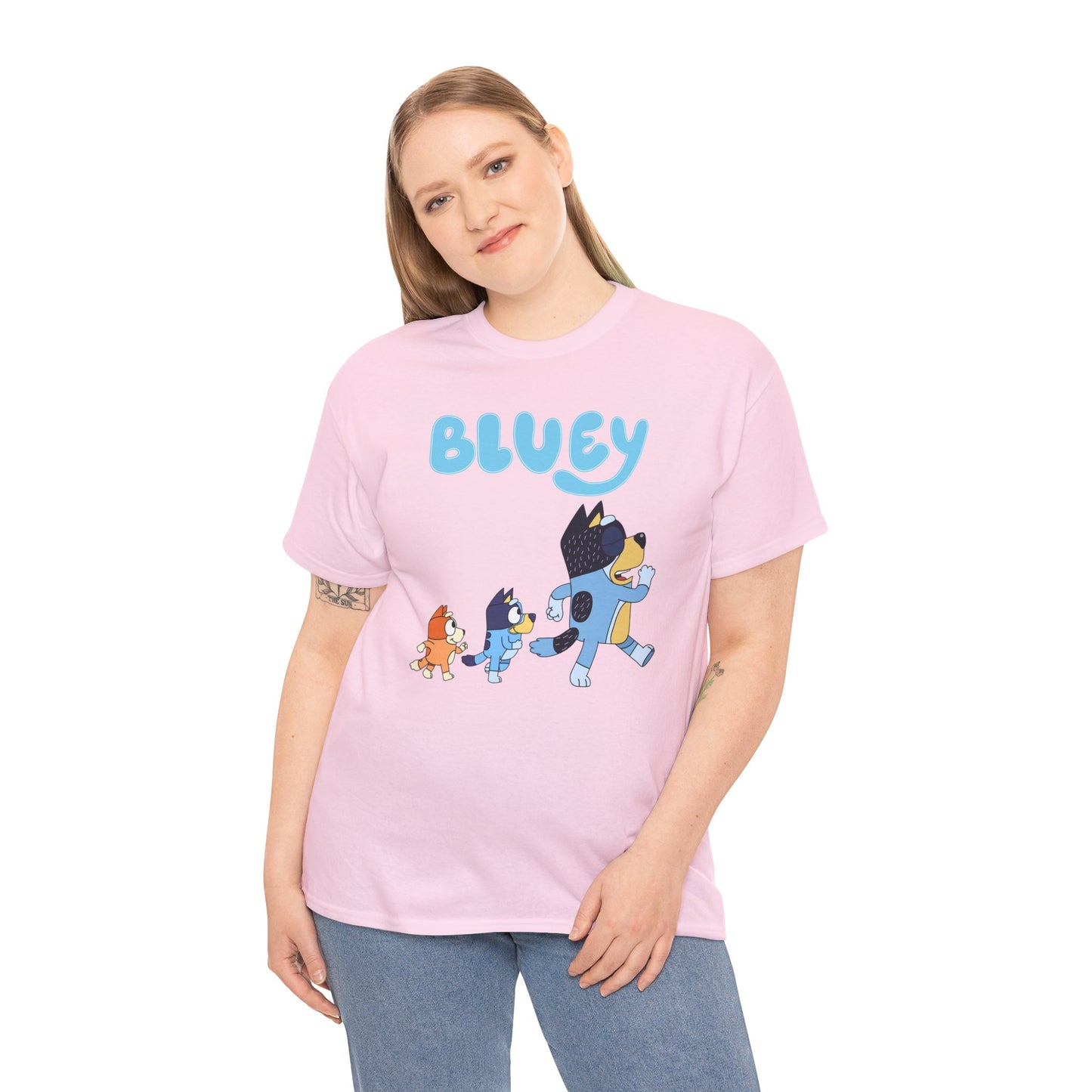 Princess Grace Bluey Unisex Heavy Cotton Tee Cute Cartoon T-Shirt for Kids and Adults