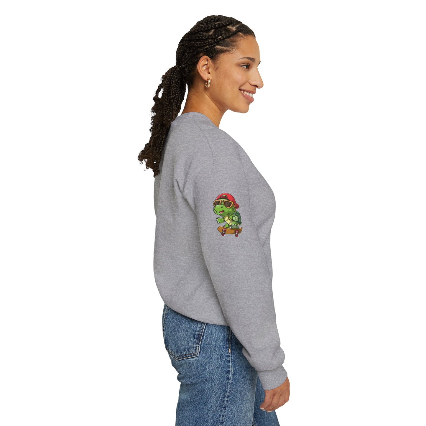 Princess Grace Cool Turtle Skateboarding Crewneck Sweatshirt for Kids and Teens