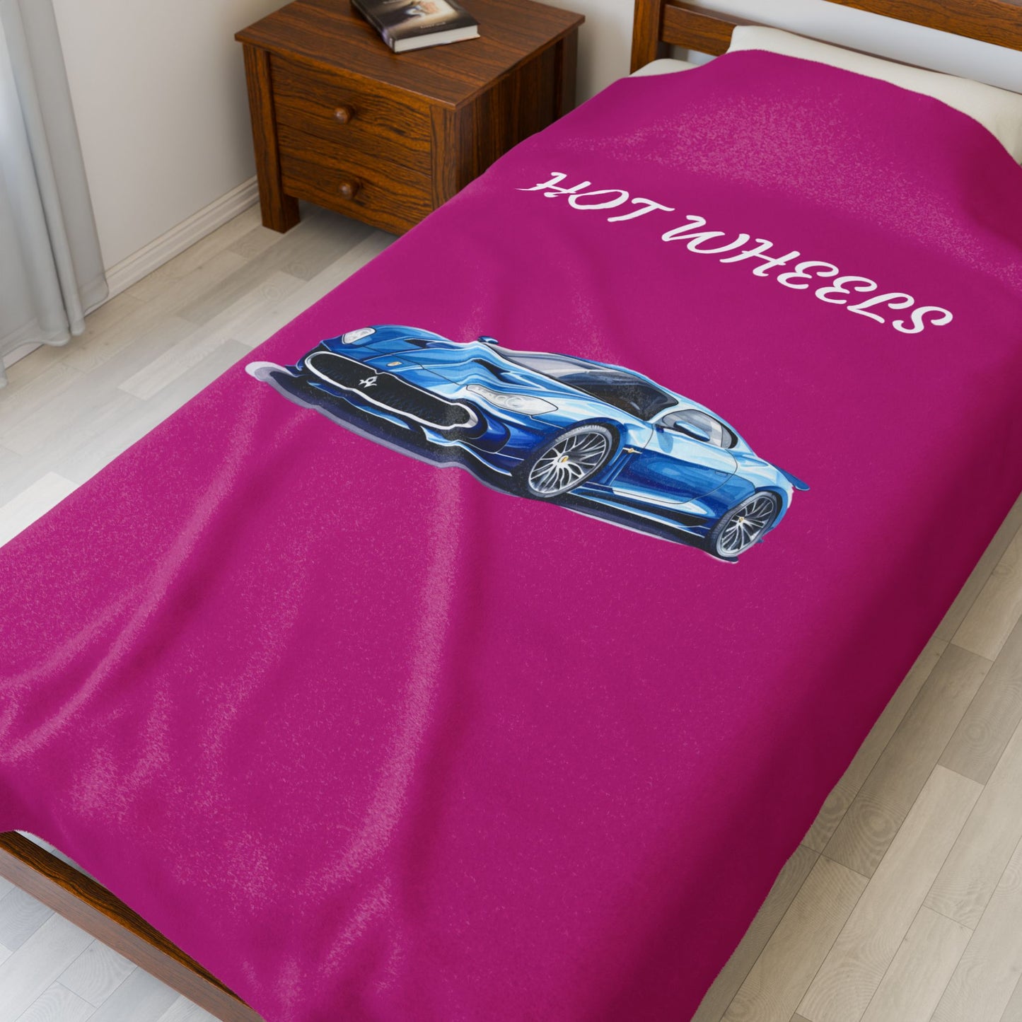 Princess Grace Hot Wheels Velveteen Plush Blanket Cozy Car Themed Throw for Kids and Car Enthusiasts