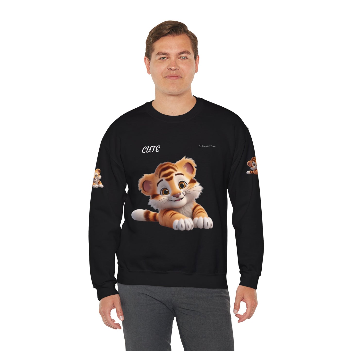 Princess Grace Cute Tiger Unisex Heavy Blen Crewneck Sweatshirt