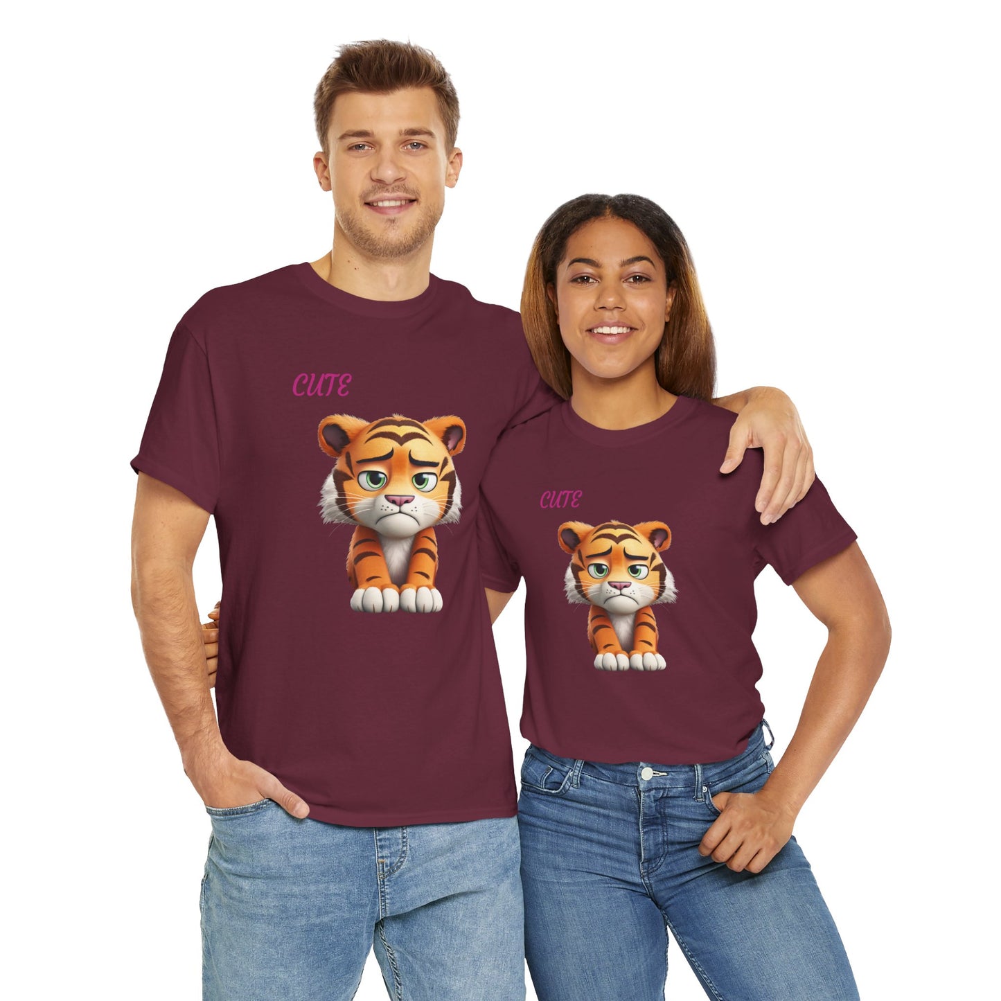 Princess Grace Cute Cartoon Tiger Unisex Heavy Cotton Tee