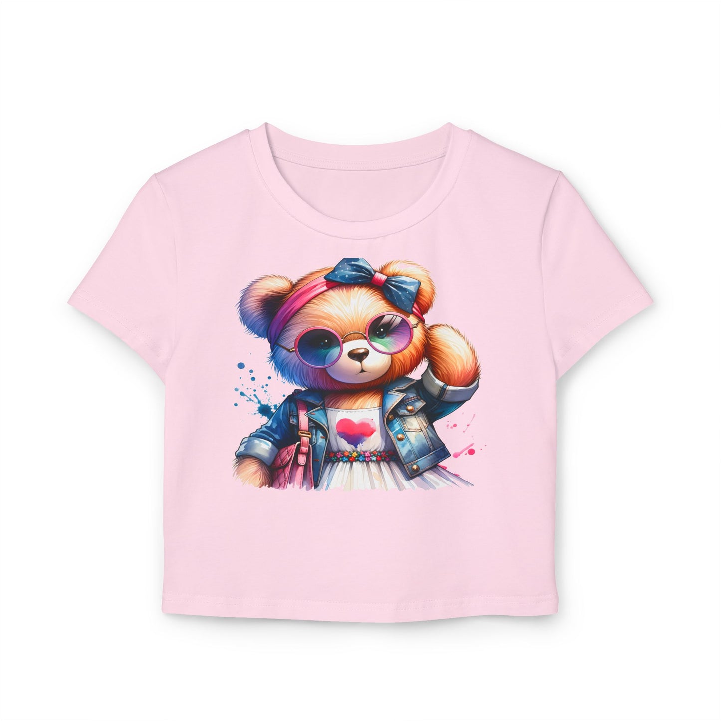 Princess Grace Cute Bear Graphic Baby Tee for Women Fun & Trendy