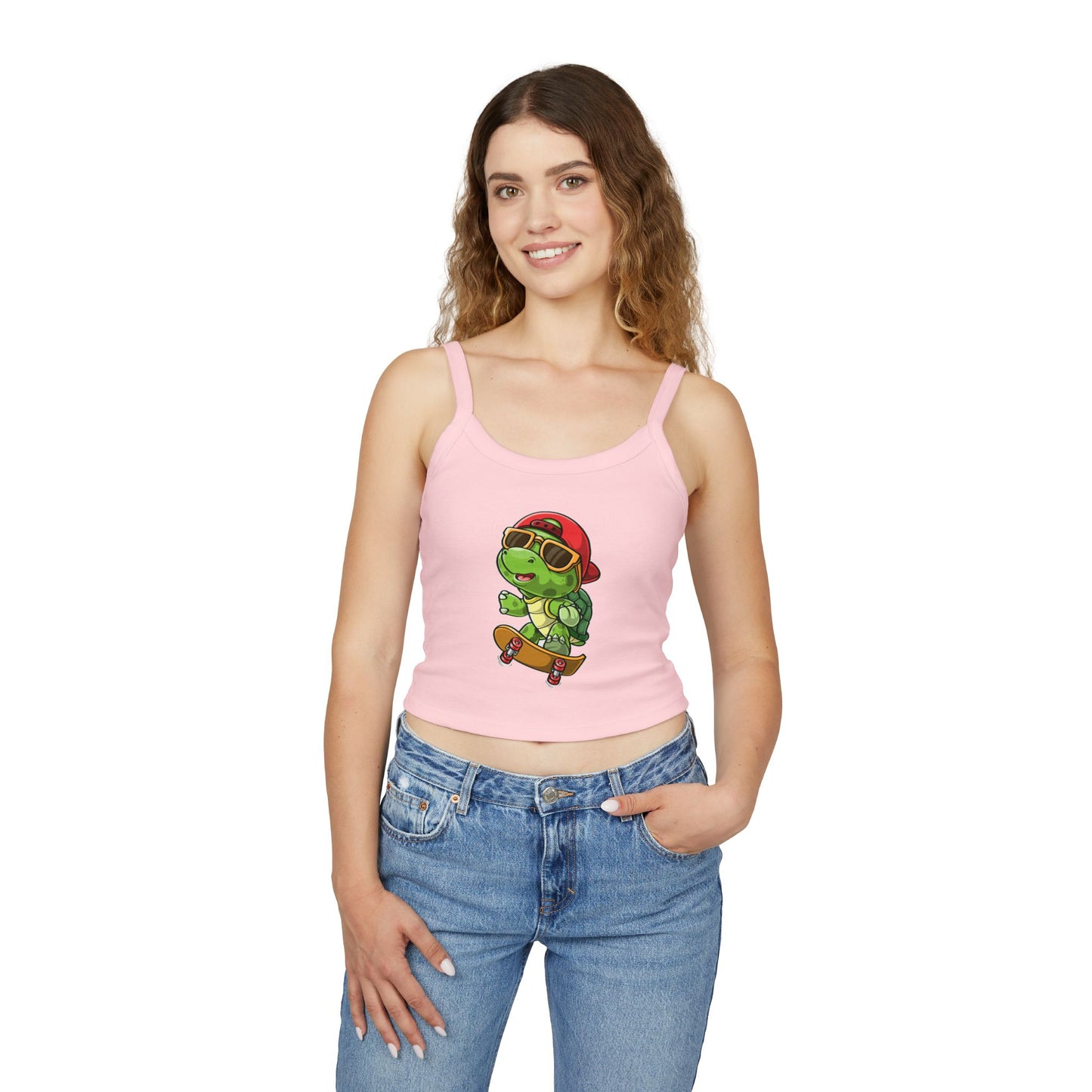Princess Grace Cute Cartoon Turtle Skateboarding Women's Spaghetti Strap Tank Top