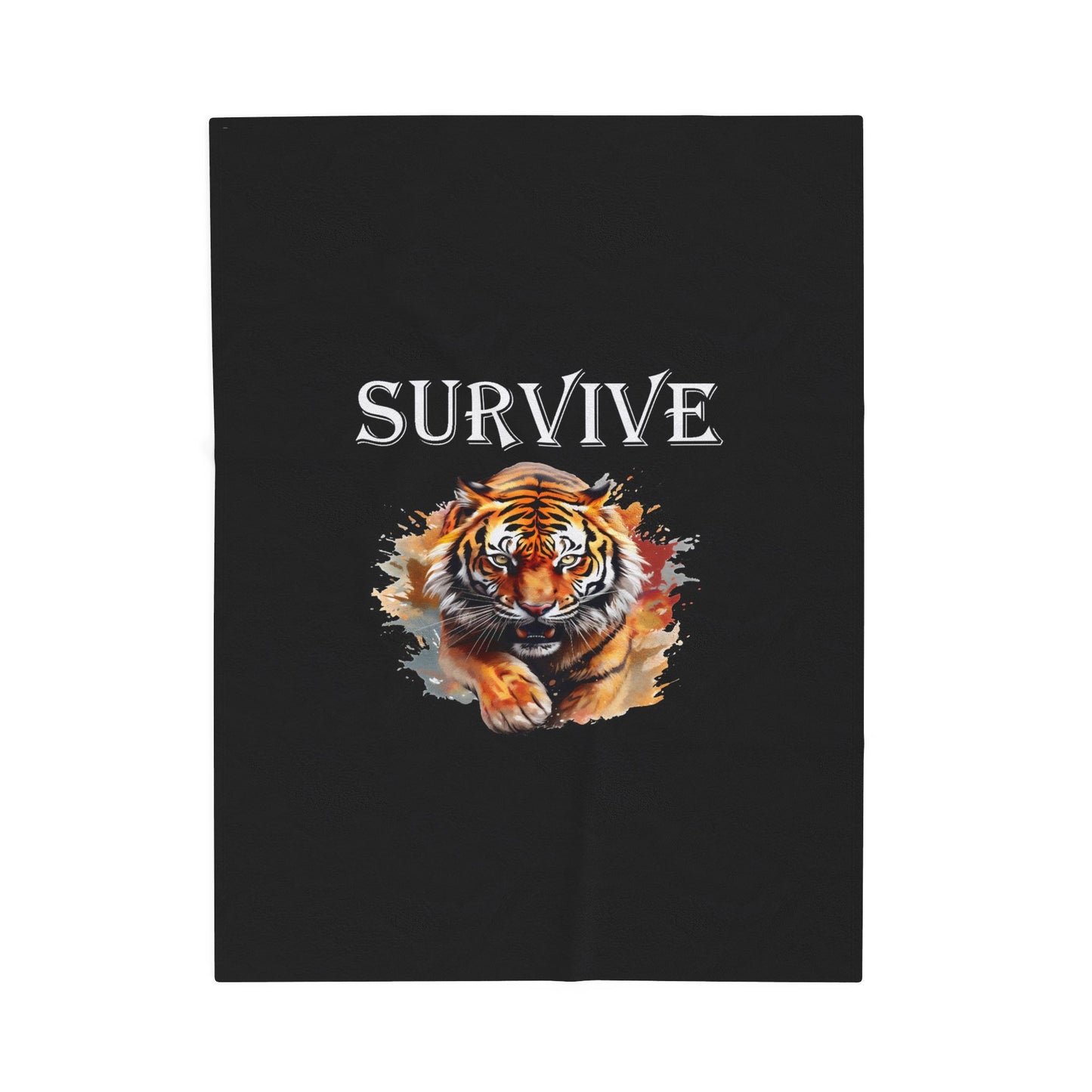 Princess Grace Survive Tiger Velveteen Plush Blanket Cozy Throw for Animal Lovers