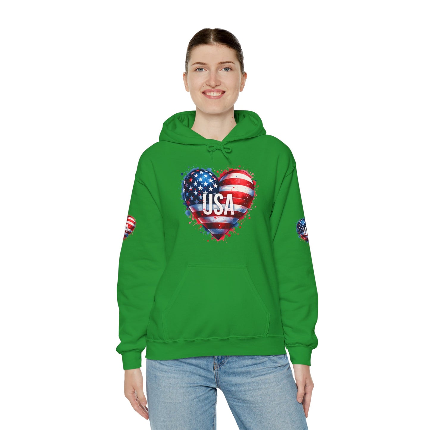 Princess Grace Patriotic Heart Hoodie for USA Lovers Unisex Heavy Blend