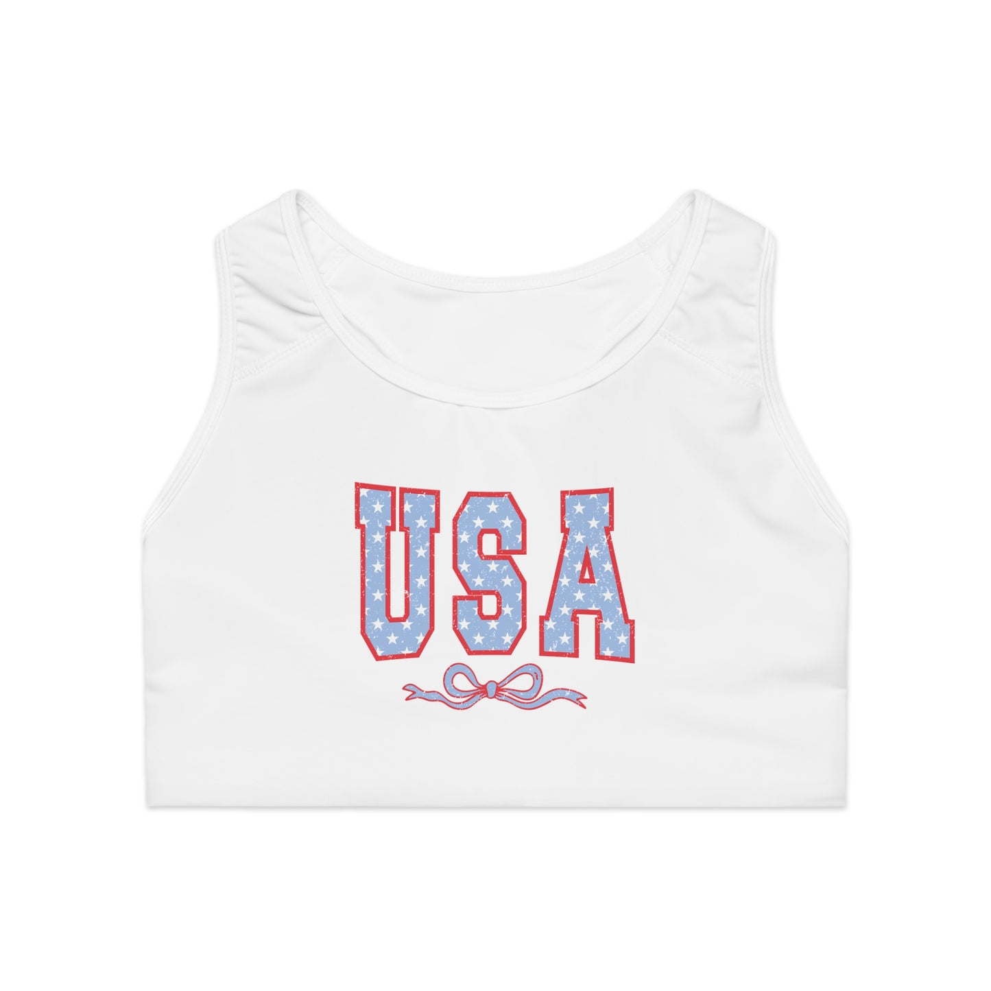 Princess Grace Patriotic USA Sports Bra Comfortable Active Wear for Fitness Enthusiasts