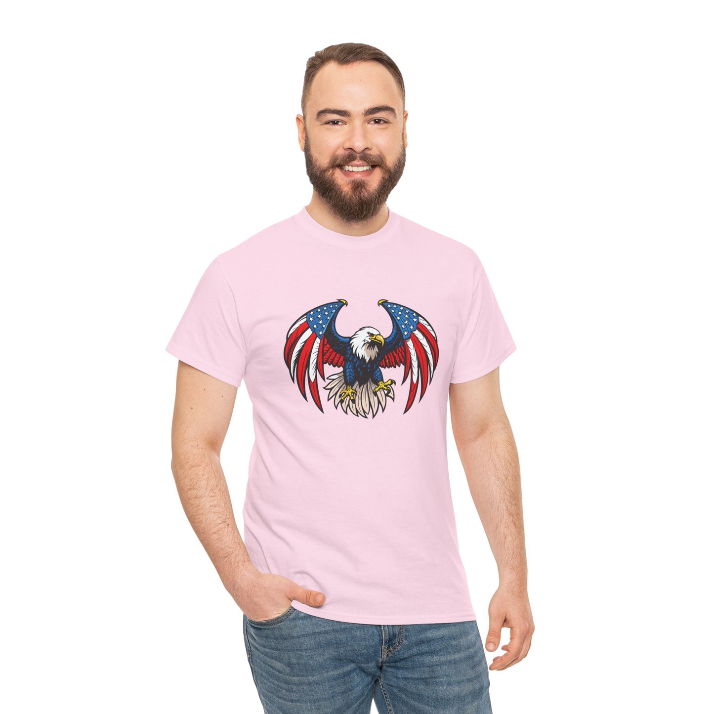 Princess Grace Patriotic Eagle Unisex Heavy Cotton Tee 4th of July Graphic T-Shirt