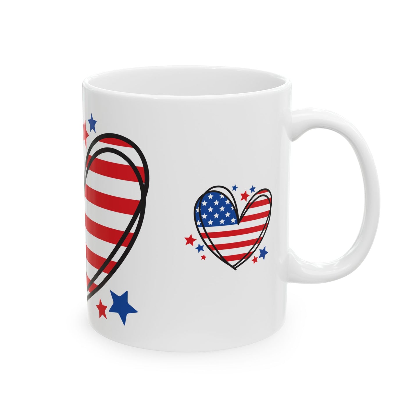 Princess Grace Patriotic Heart Ceramic Mug Perfect for Fourth of July & Celebrations