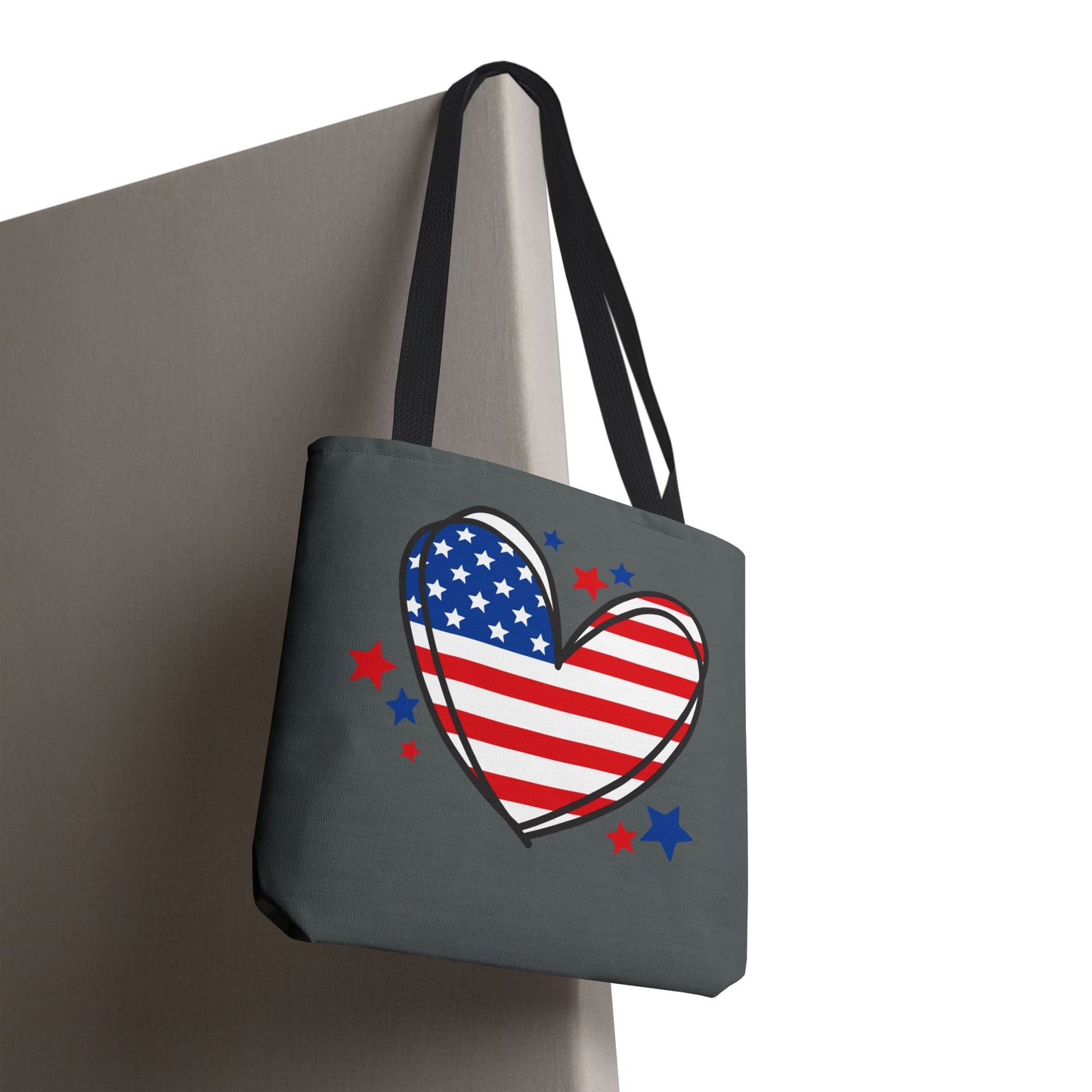 Princess Grace Patriotic Heart Tote Bag USA Flag Love