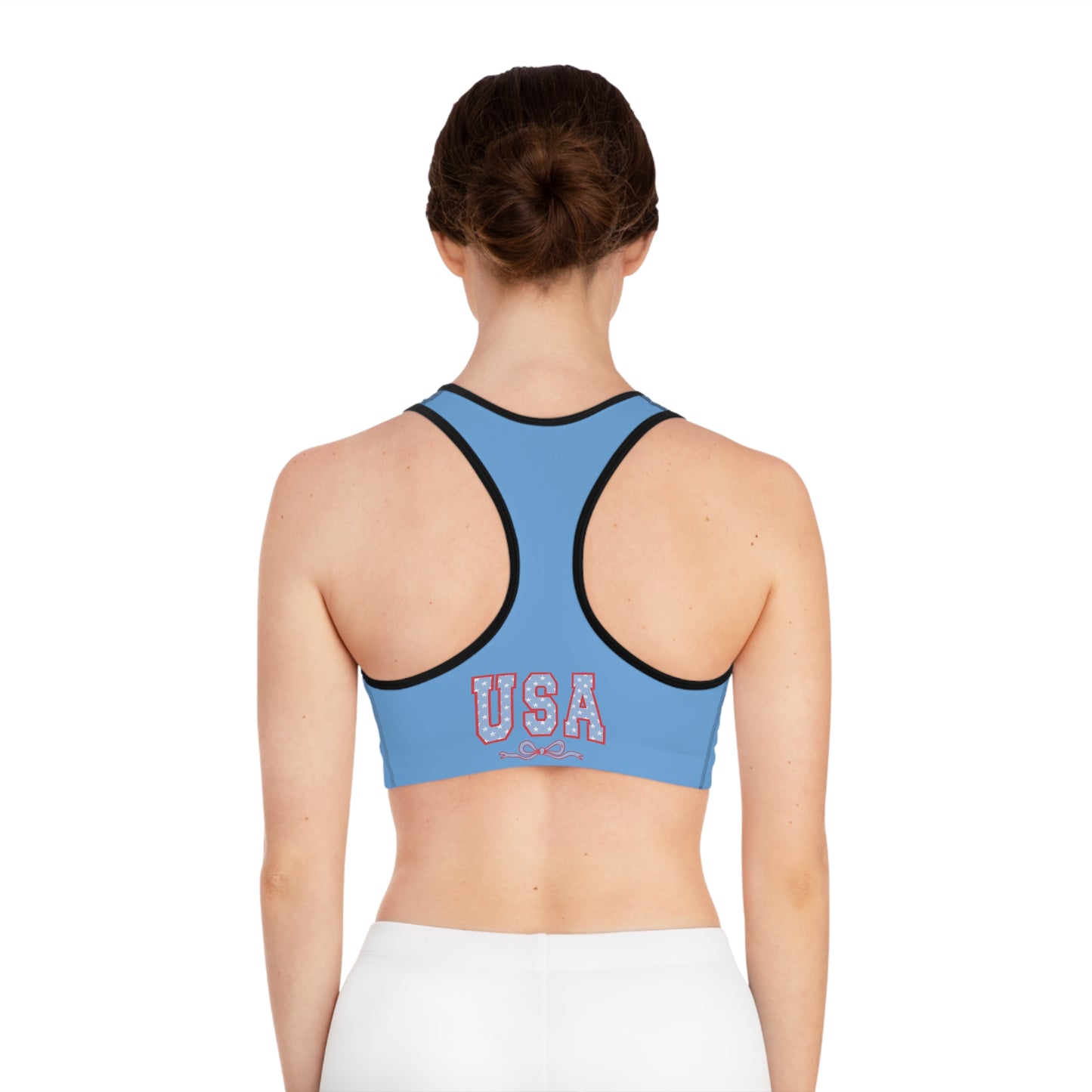 Princess Grace USA Stars & Stripes Sports Bra Perfect for Active Wear and Patriotic Events