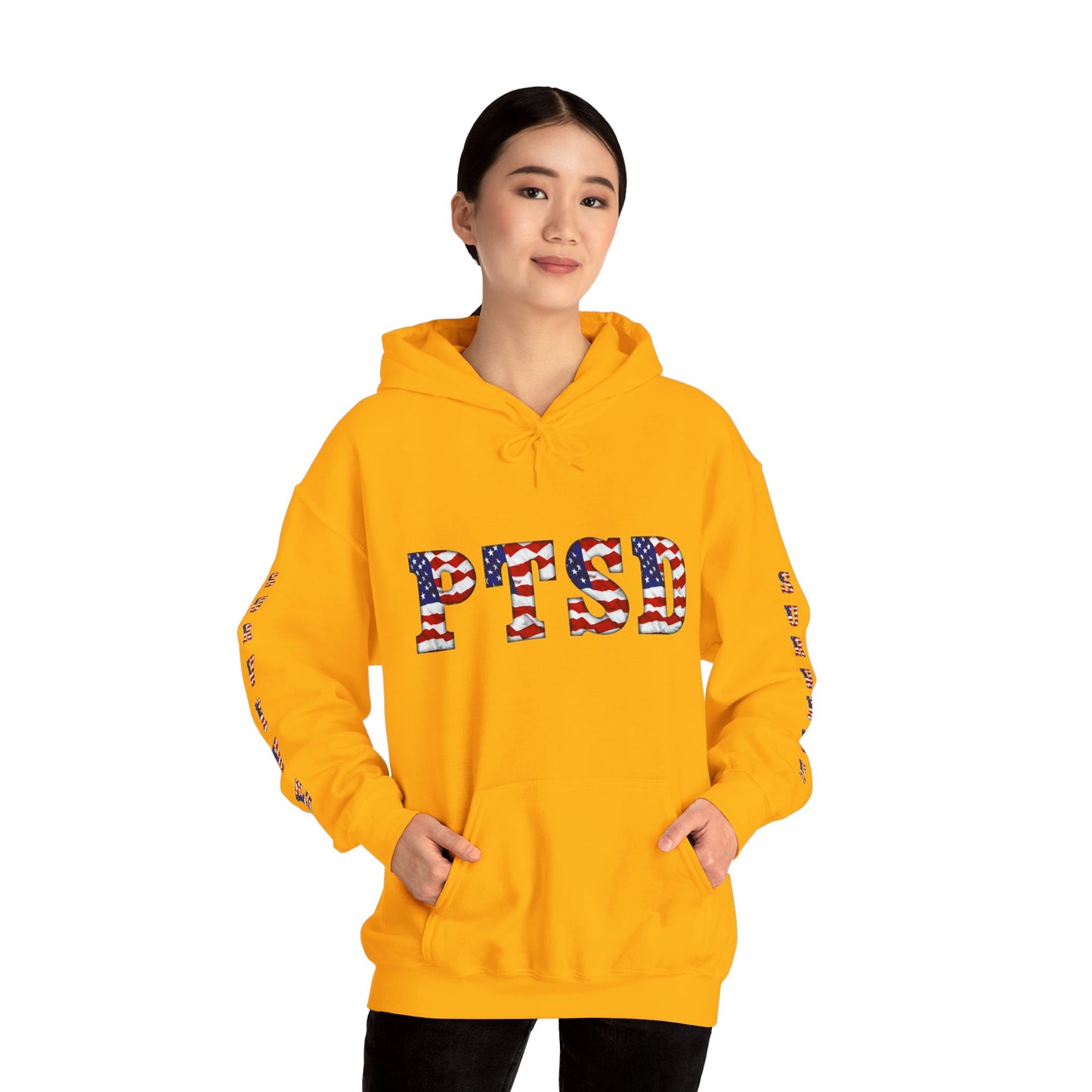 Princess Grace PTSD Awareness Unisex Heavy Blend Hoodie Support Survivors with American Flag Design