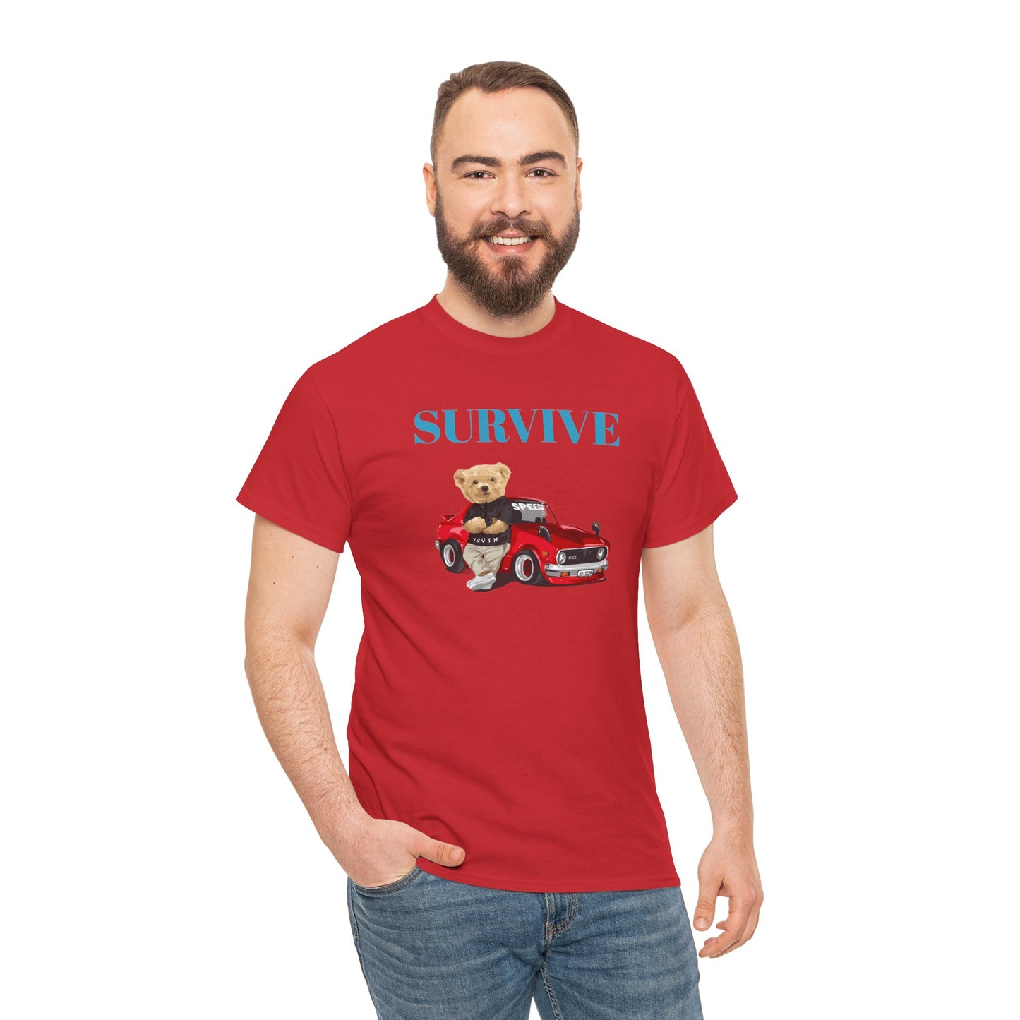 Princess Grace Survive Bear Graphic Unisex Heavy Cotton Tee