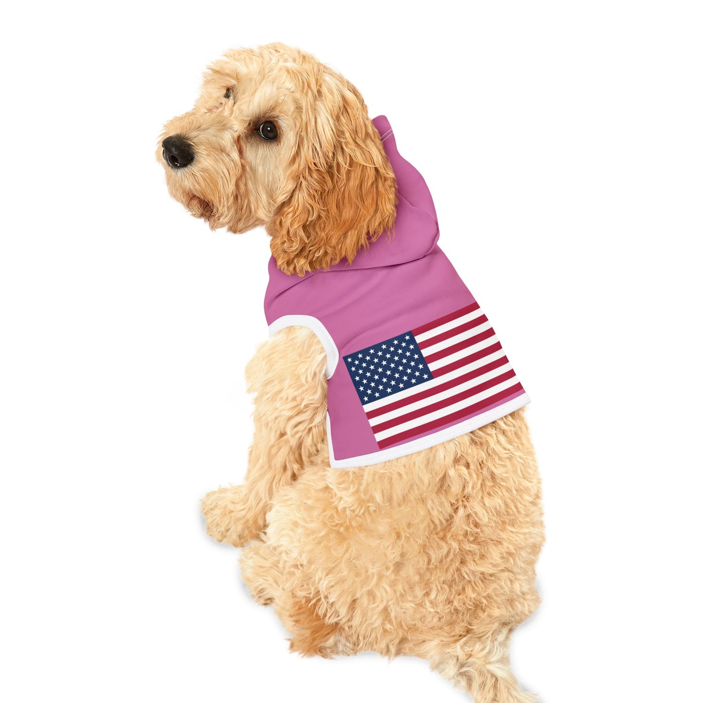 Princess Grace Patriotic Pet Hoodie for Dogs Cozy Pink Design with American Flag