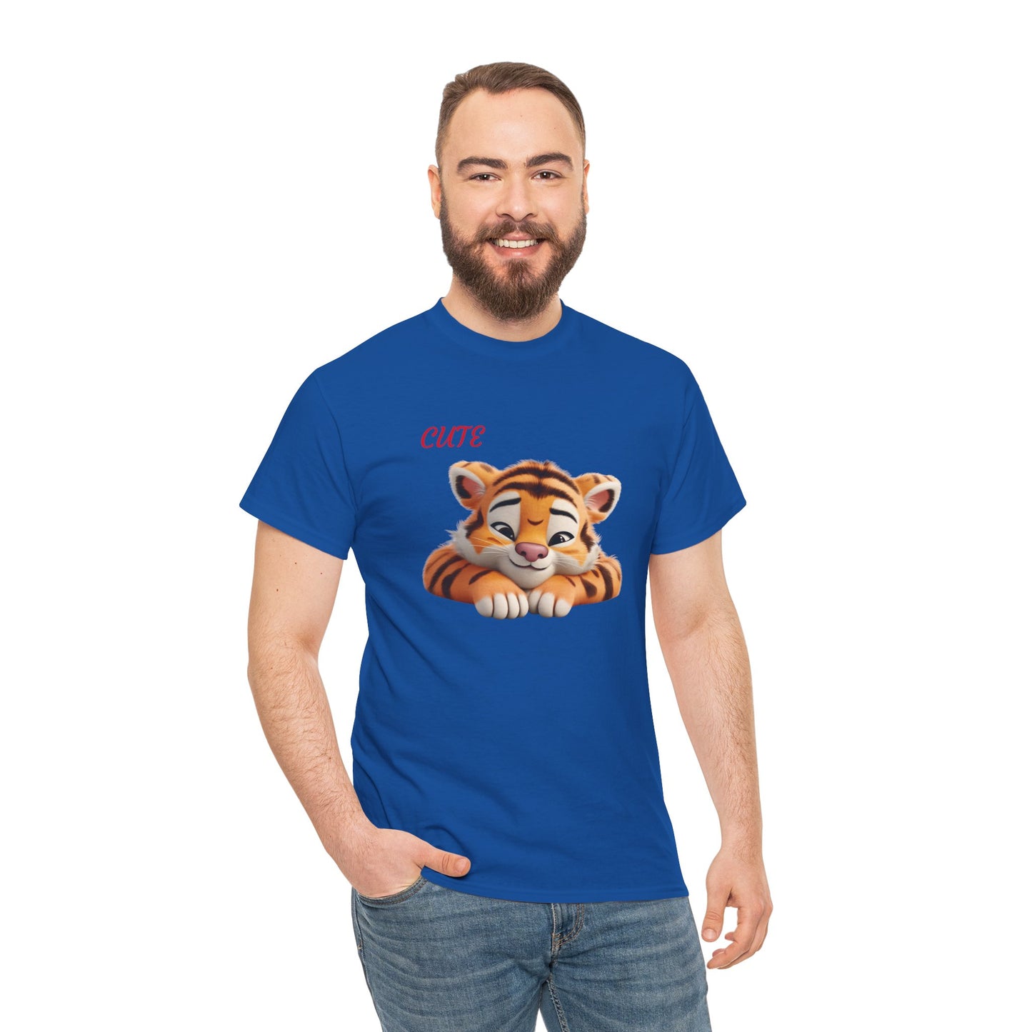 Princess Grace Cute Tiger Graphic Unisex Heavy Cotton Tee Perfect for Animal Lovers and Everyday Comfort