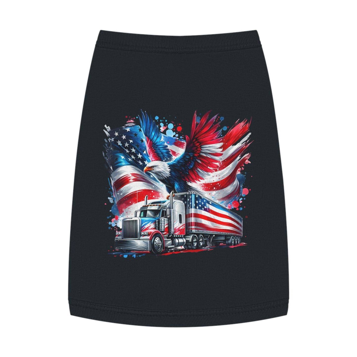 Princess Grace Patriotic Pet Tank Top with Eagle and Truck Design