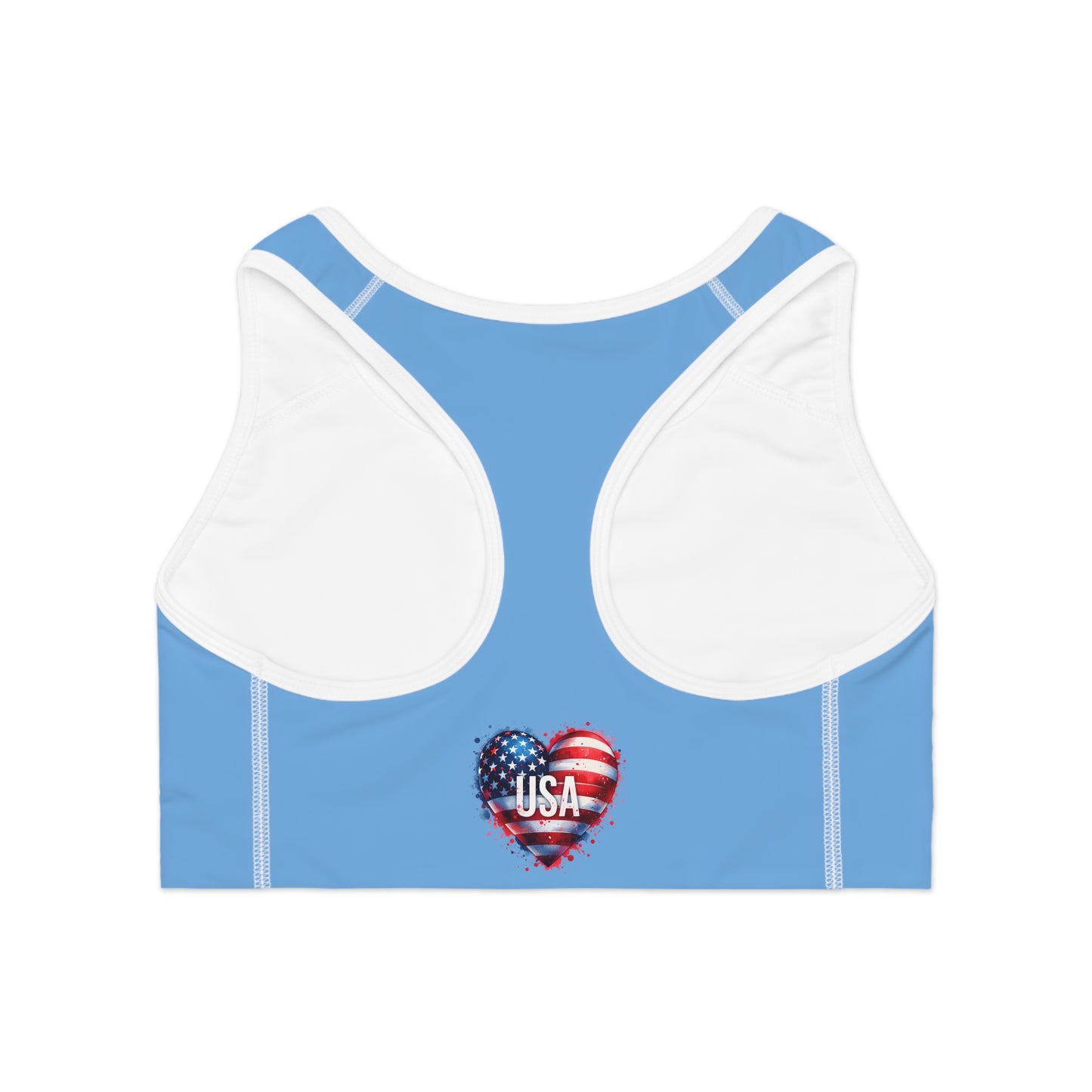 Princess Grace Patriotic USA Heart Sports Bra for Active Women