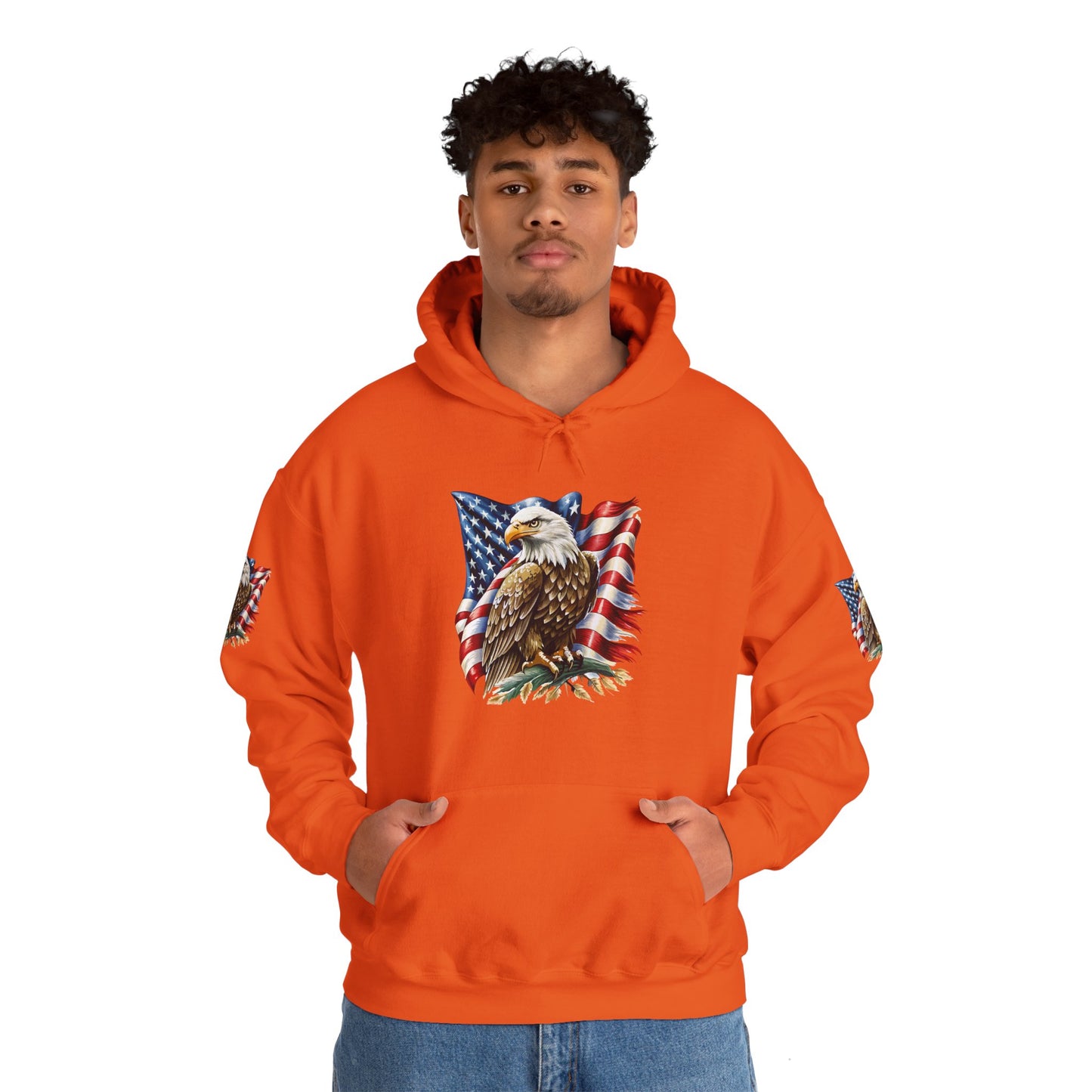 Princess Grace Patriotic Eagle Hooded Sweatshirt Unisex Heavy Blend Perfect for Memorial Day & Independence Day