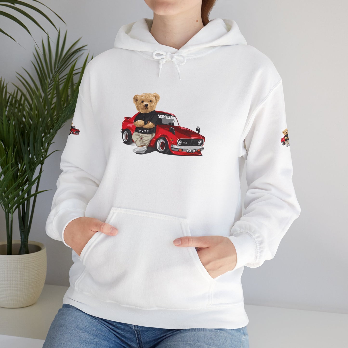 Princess Grace Vintage Bear Car Hoodie Fun Unisex Sweatshirt for Auto Lovers