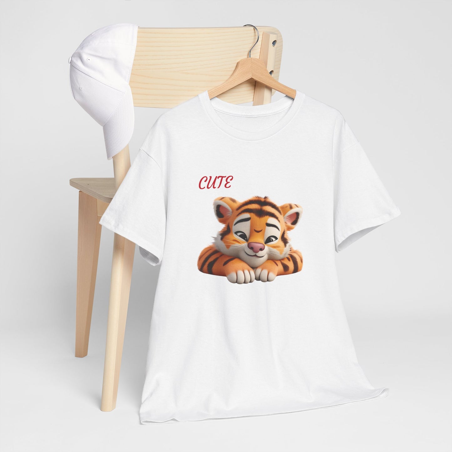 Princess Grace Cute Tiger Graphic Unisex Heavy Cotton Tee Perfect for Animal Lovers and Everyday Comfort