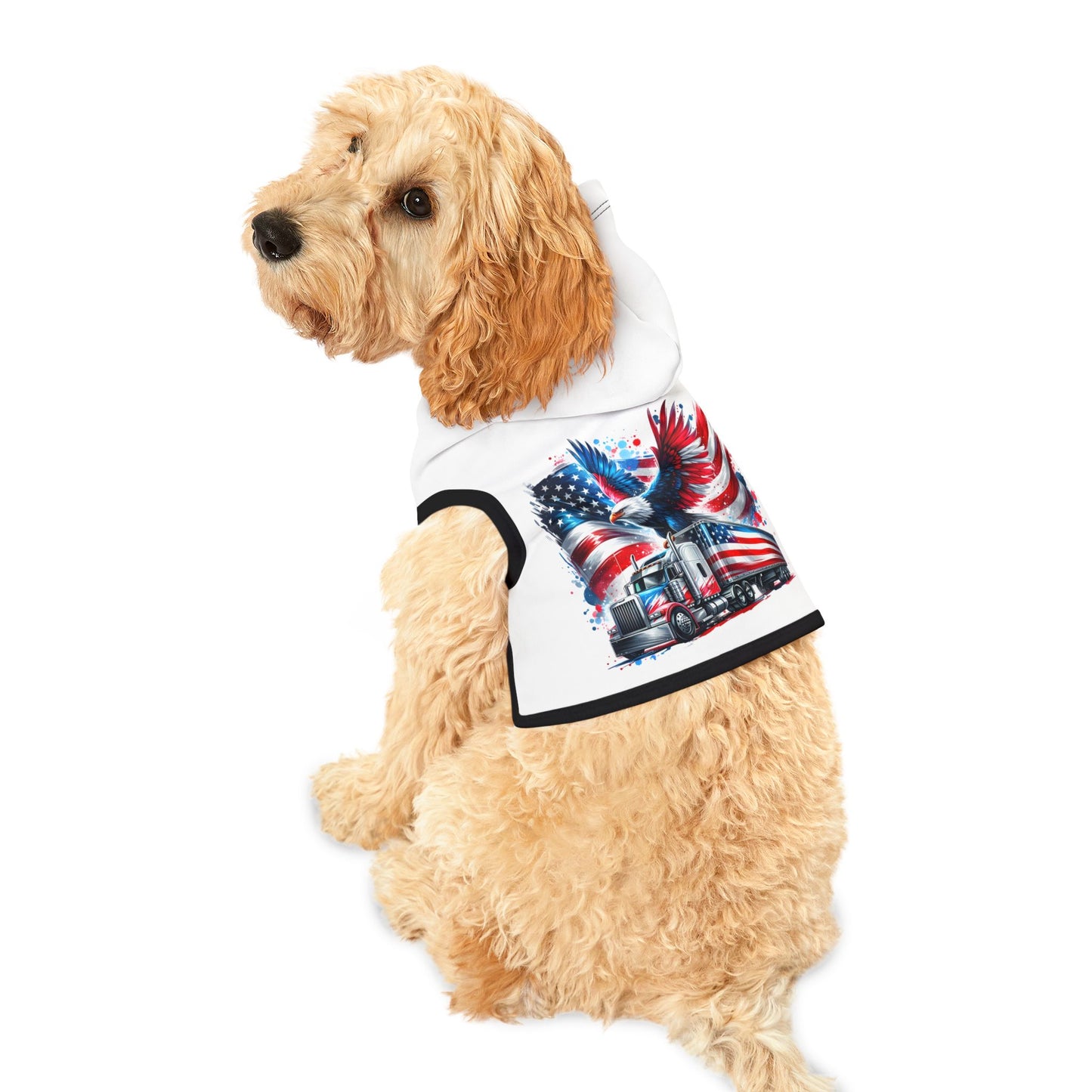Princess Grace Patriotic Pet Hoodie American Eagle & Truck Design