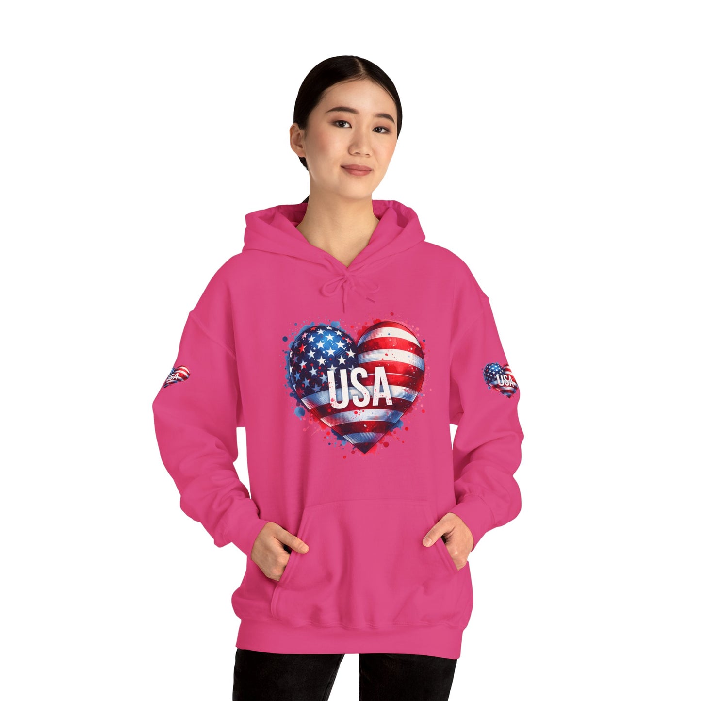 Princess Grace Patriotic Heart Hoodie for USA Lovers Unisex Heavy Blend