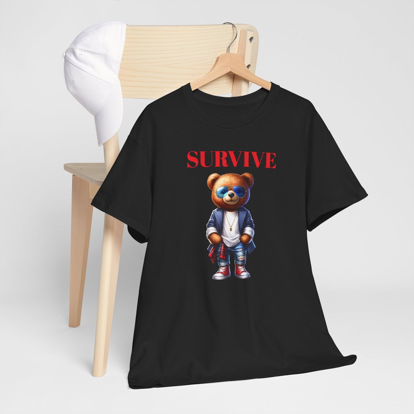 Princess Grace Survive Graphic Unisex Heavy Cotton Tee Trendy Bear Design