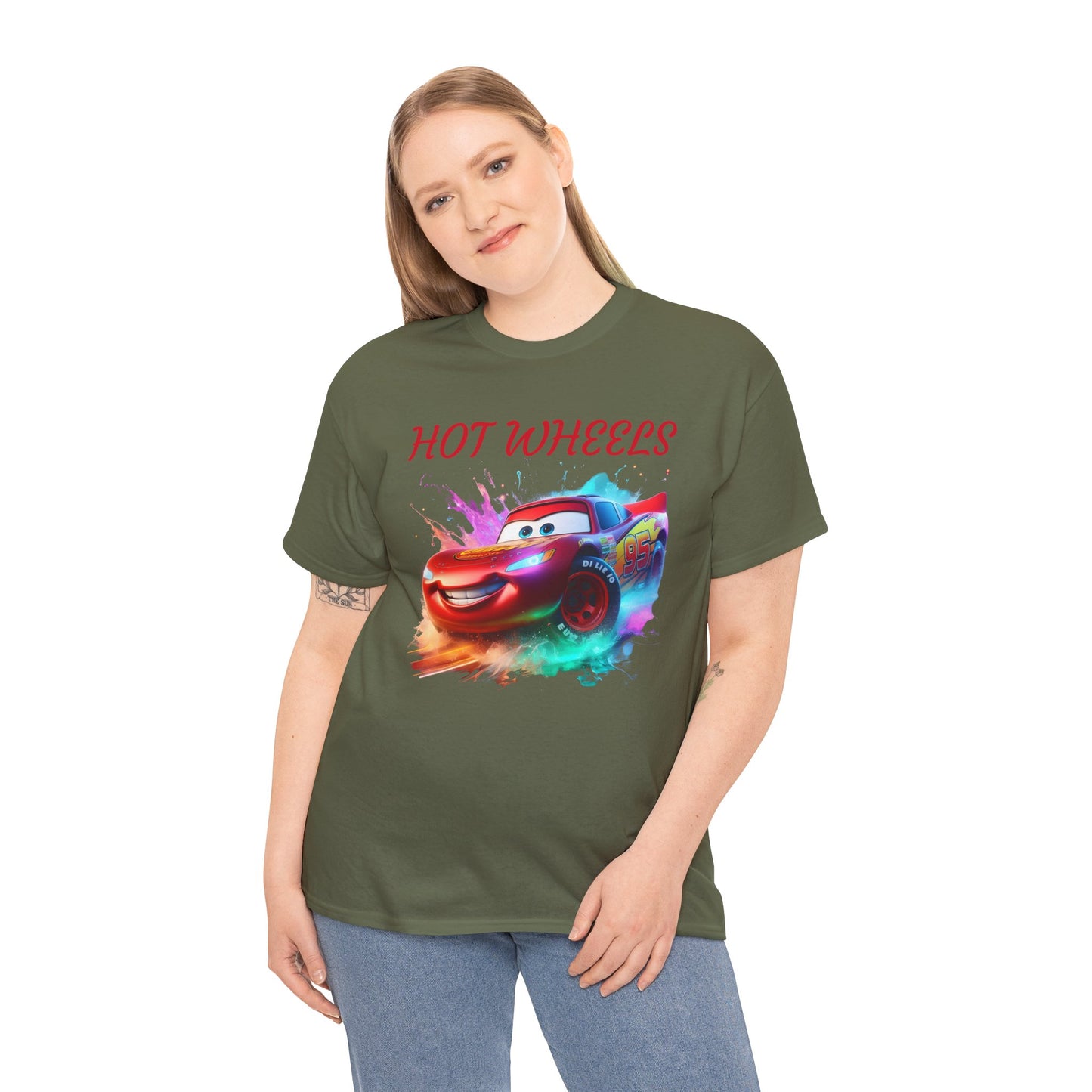 Princess Grace Hot Wheels Unisex Heavy Cotton Tee Fun Car Graphic T-Shirt for Kids and Adults