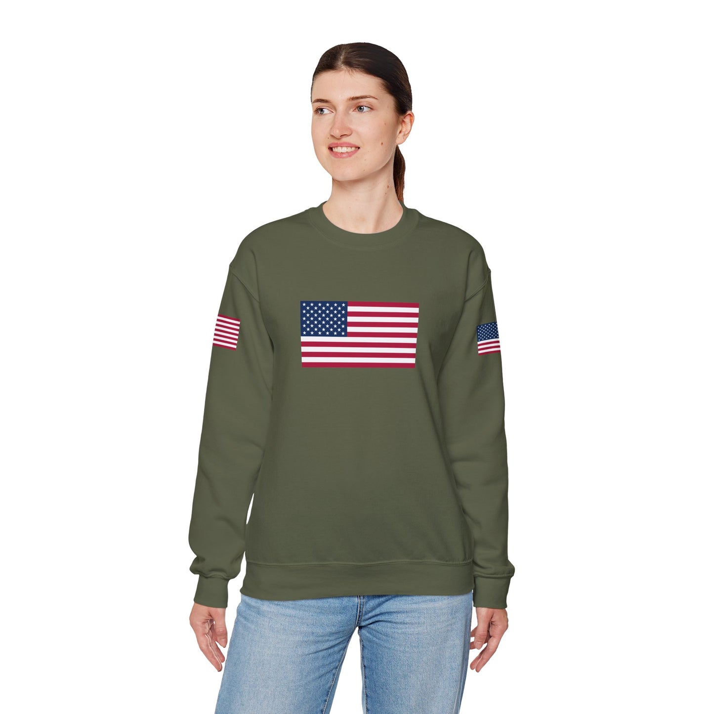 Princess Grace Patriotic Unisex Crewneck Sweatshirt with American Flags